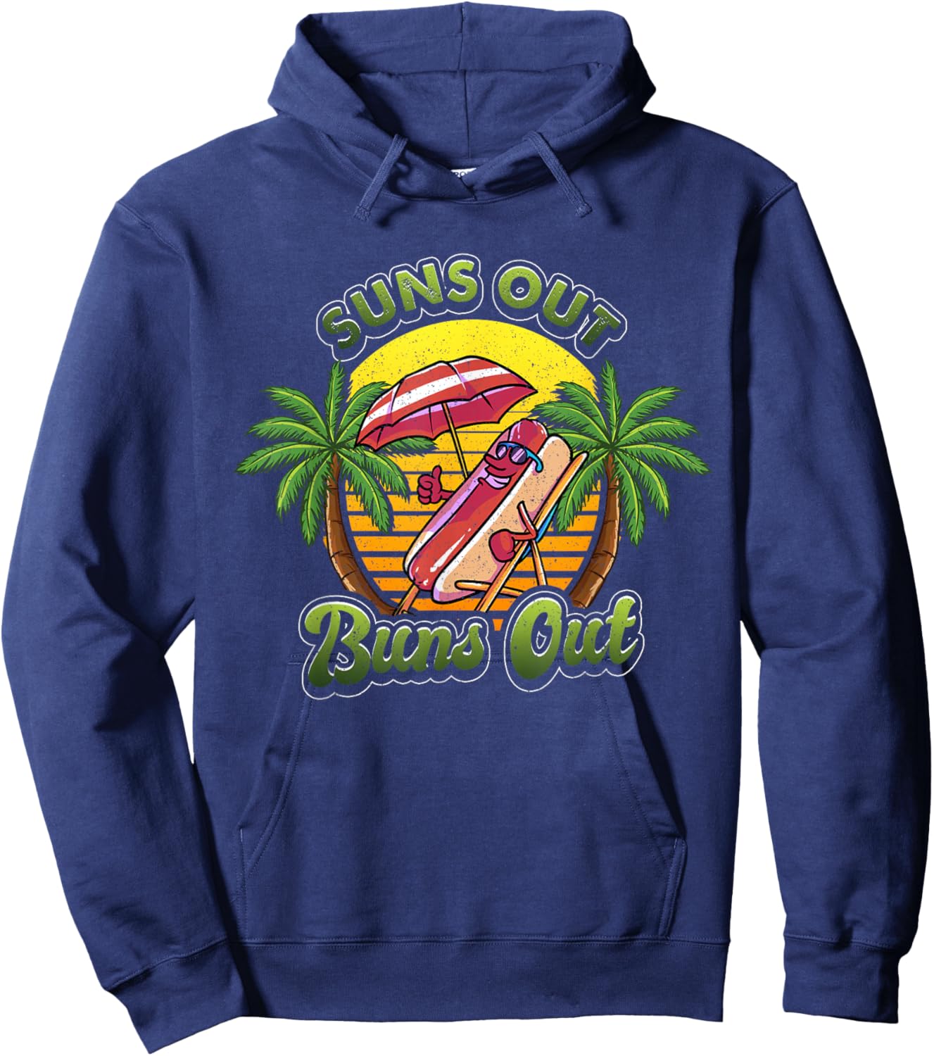 Funny Suns Out Buns Out Hotdog Hot Dog Joke Sausage Hoodie - Hoodie | Navy