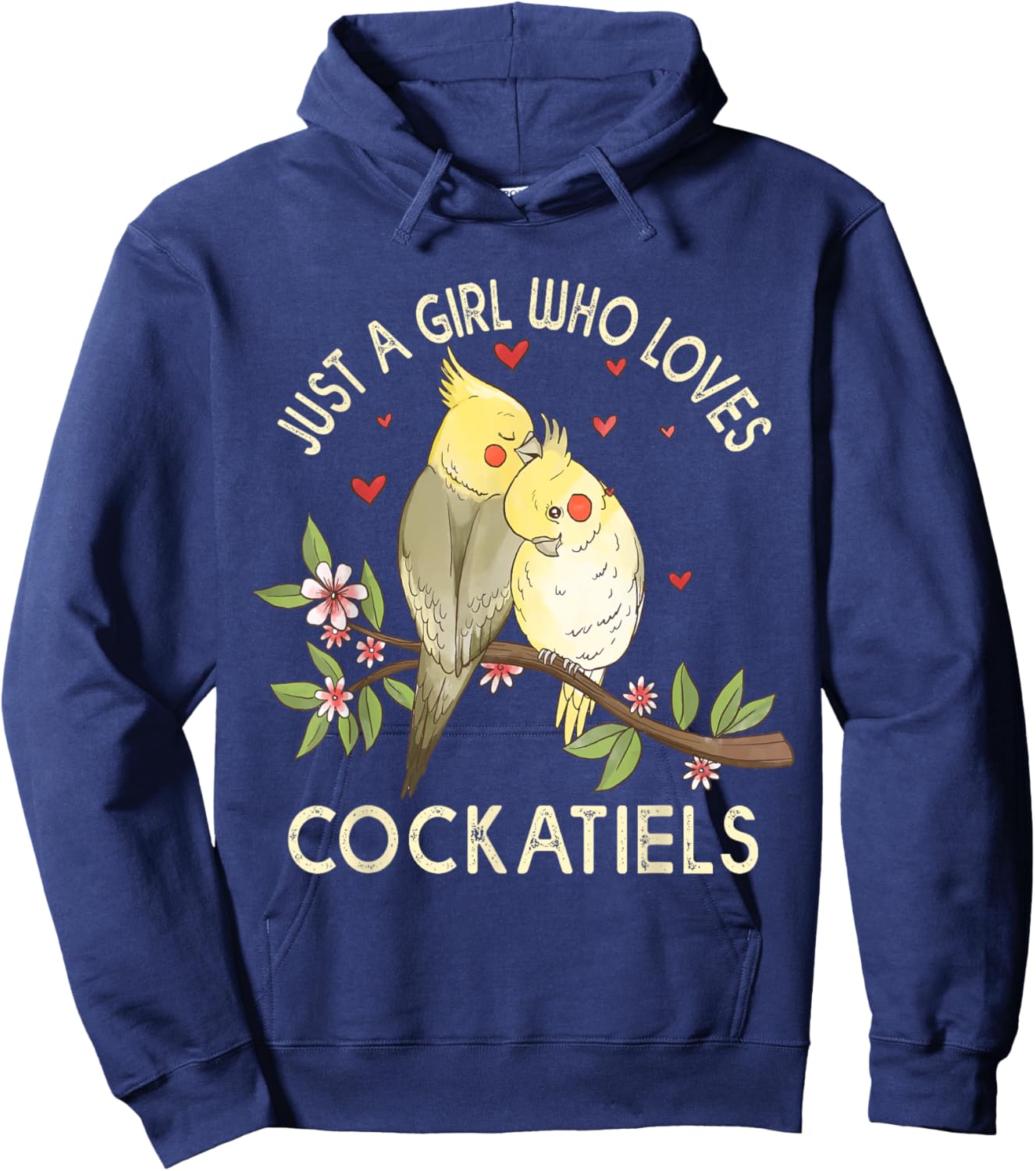 Cockatiels Love Birds Couple Valentines Day Cute Parrot Birb Hoodie - Hoodie | Navy