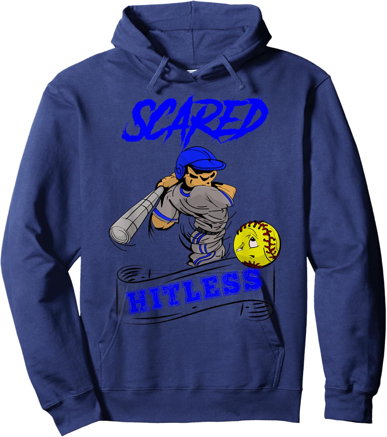 Scared Hitless Slow Pitch Co Ed Softball Design Hoodie - Hoodie | Navy
