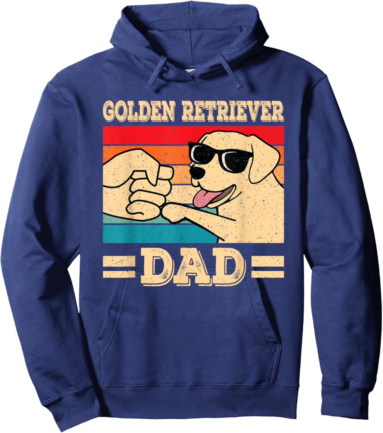 Funny Golden Retriever Dad Dog Retro Men Hoodie - Hoodie | Navy