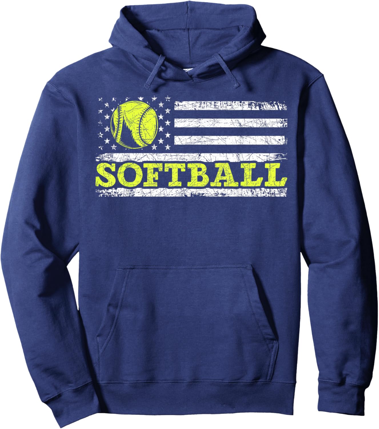 USA Flag Patriotic Softball Player American Sport Softball Hoodie - Hoodie | Navy