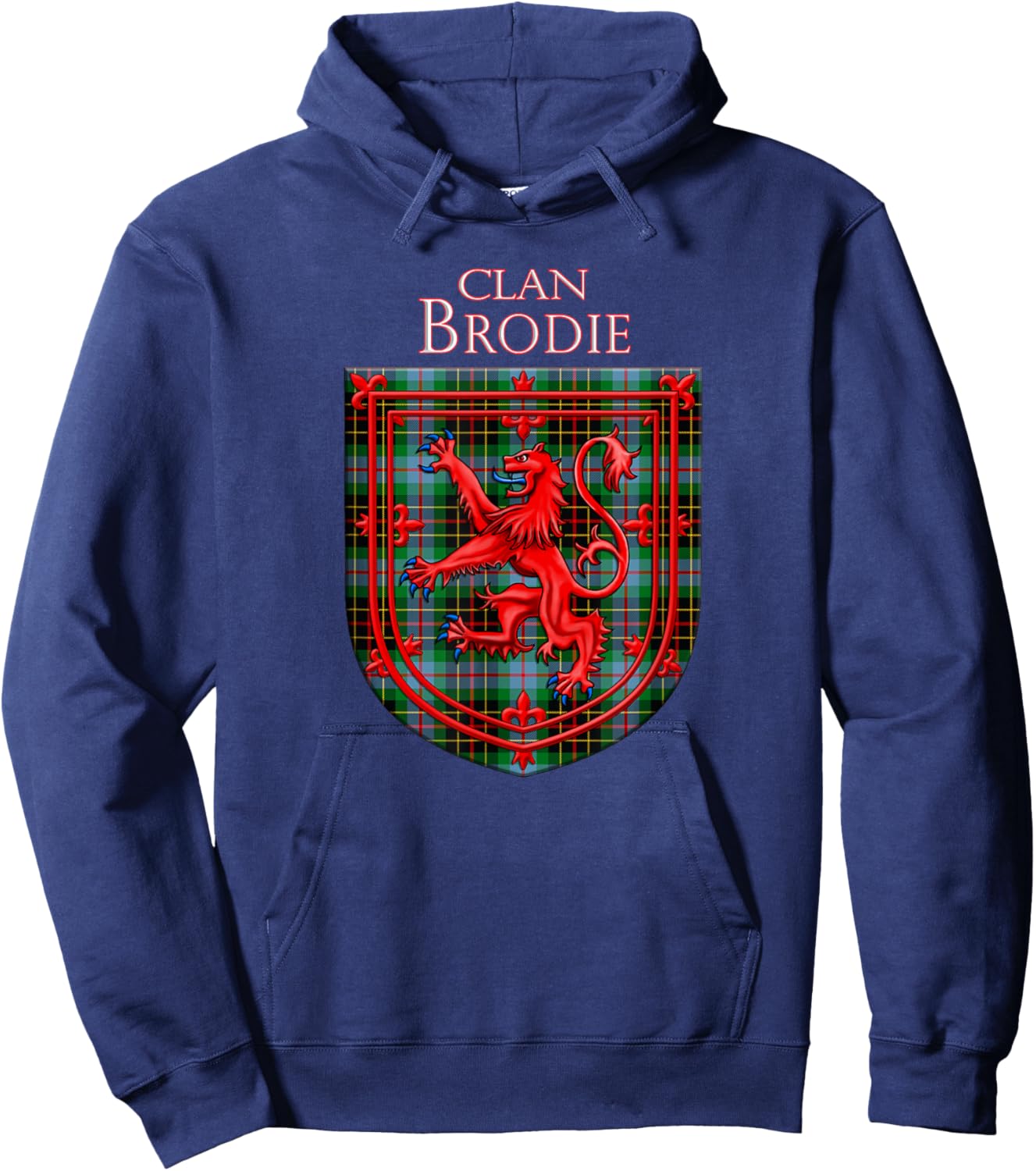 Brodie Hunting Tartan Scottish Plaid Lion Rampant Hoodie - Hoodie | Navy