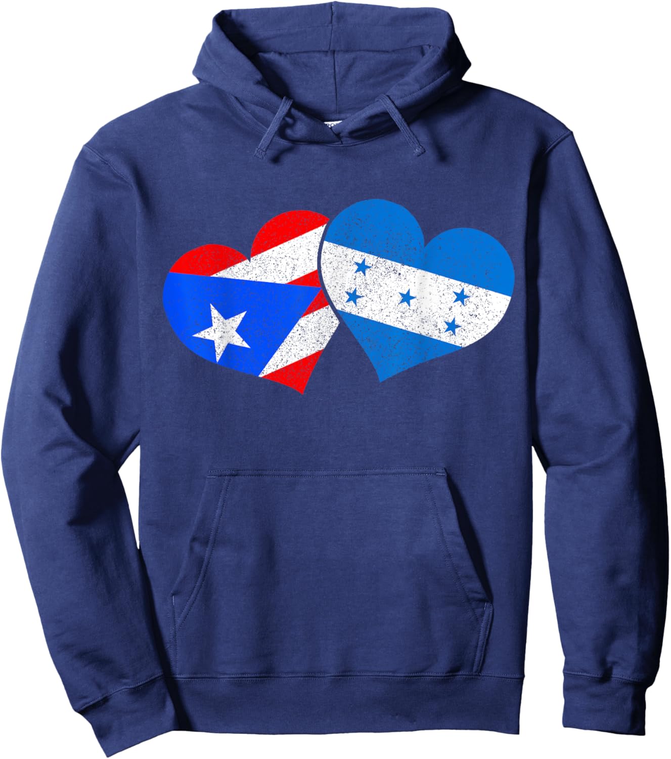 Puerto Rico & Honduras Heritage Puerto Rican Flag Hoodie - Hoodie | Navy