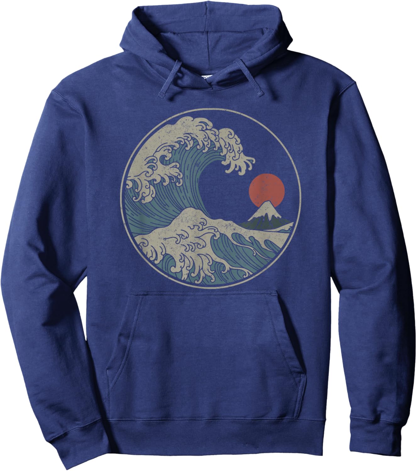 Great Wave Off Kanagawa Japanese Art Aesthetic Tsunami Boys Hoodie - Hoodie | Navy