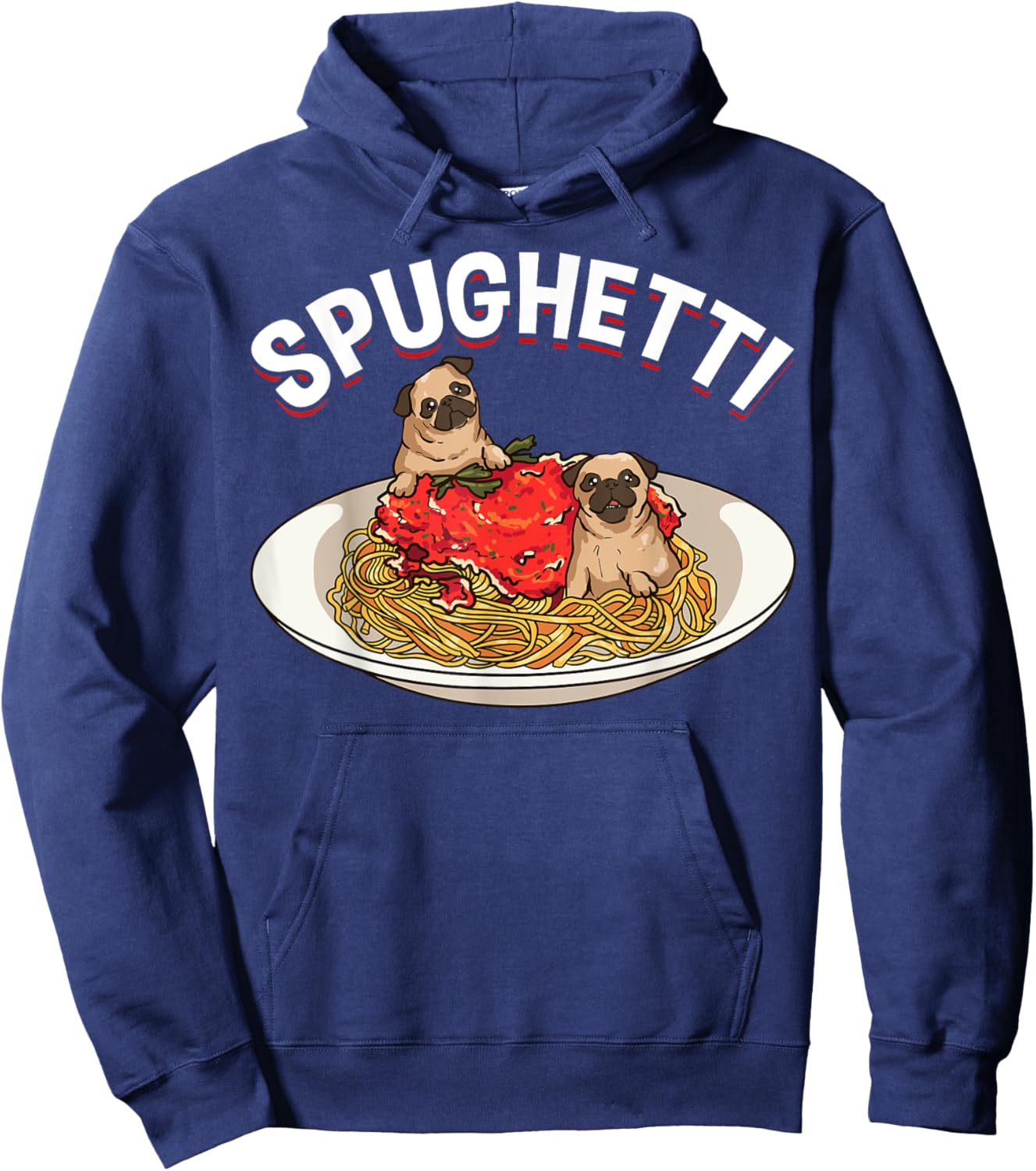 Spaghetti Lovers Funny Pug Lover Dog Owner Italian Pasta Pun Women Girls Kids Hoodie - Hoodie | Navy