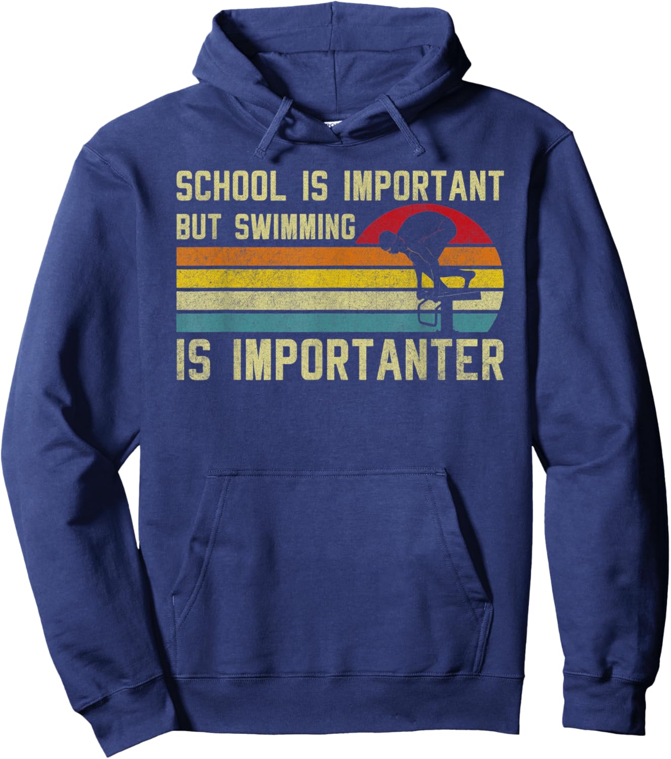 Swimmer School Is Important but Swimming Is Importanter Hoodie - Hoodie | Navy