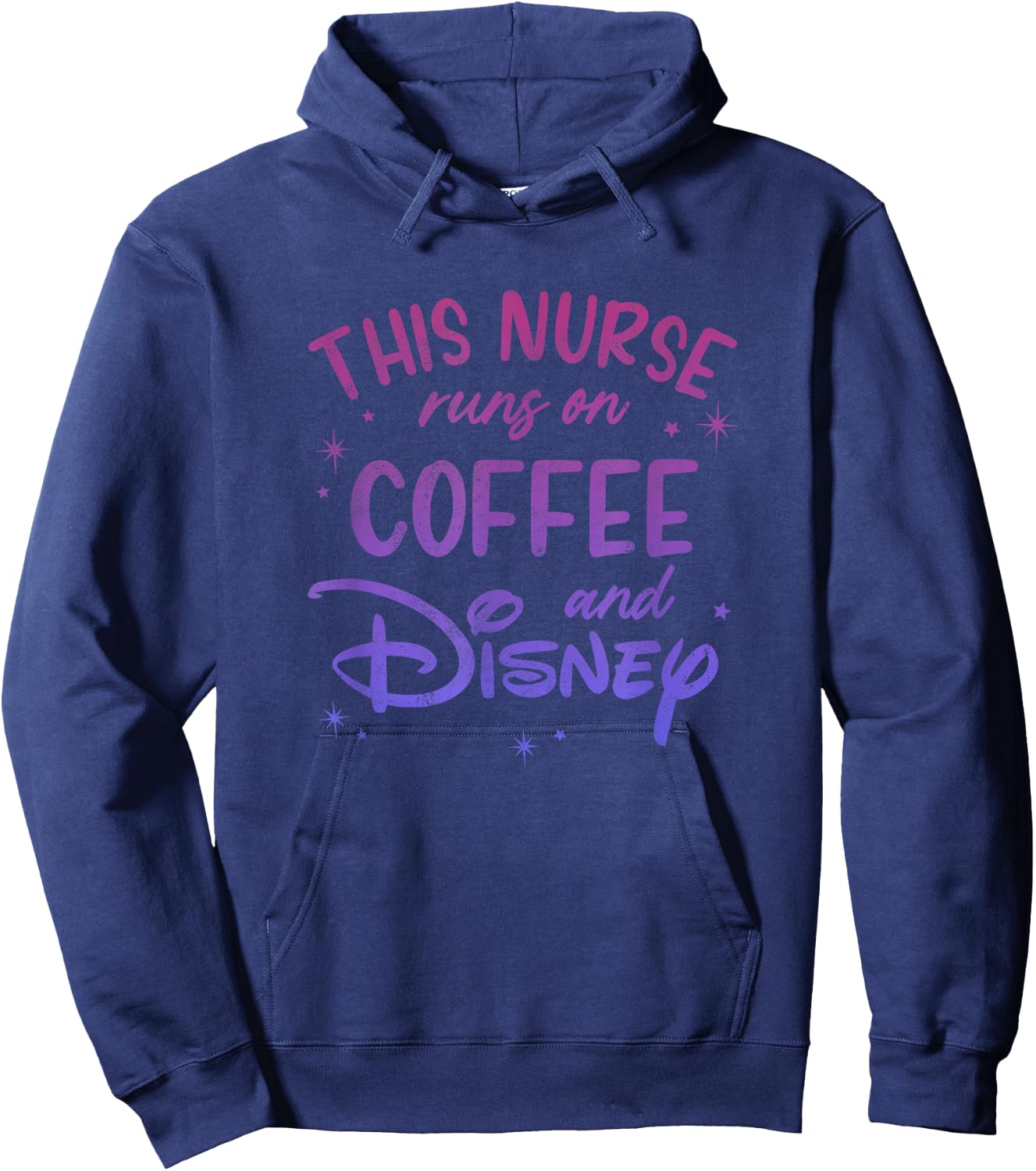 Disney This Nurse Runs On Coffee and Disney Gradient Logo Hoodie - Hoodie | Navy