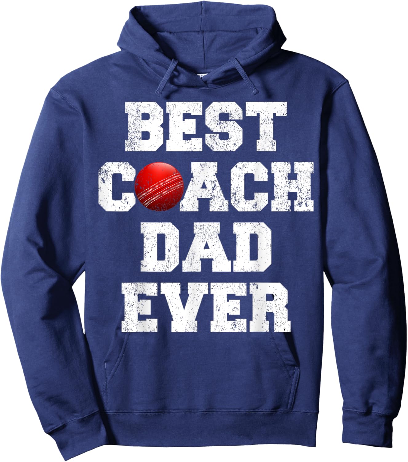 Distressed Vintage Best Cricket Coach Dad Father's Day Hoodie - Hoodie | Navy