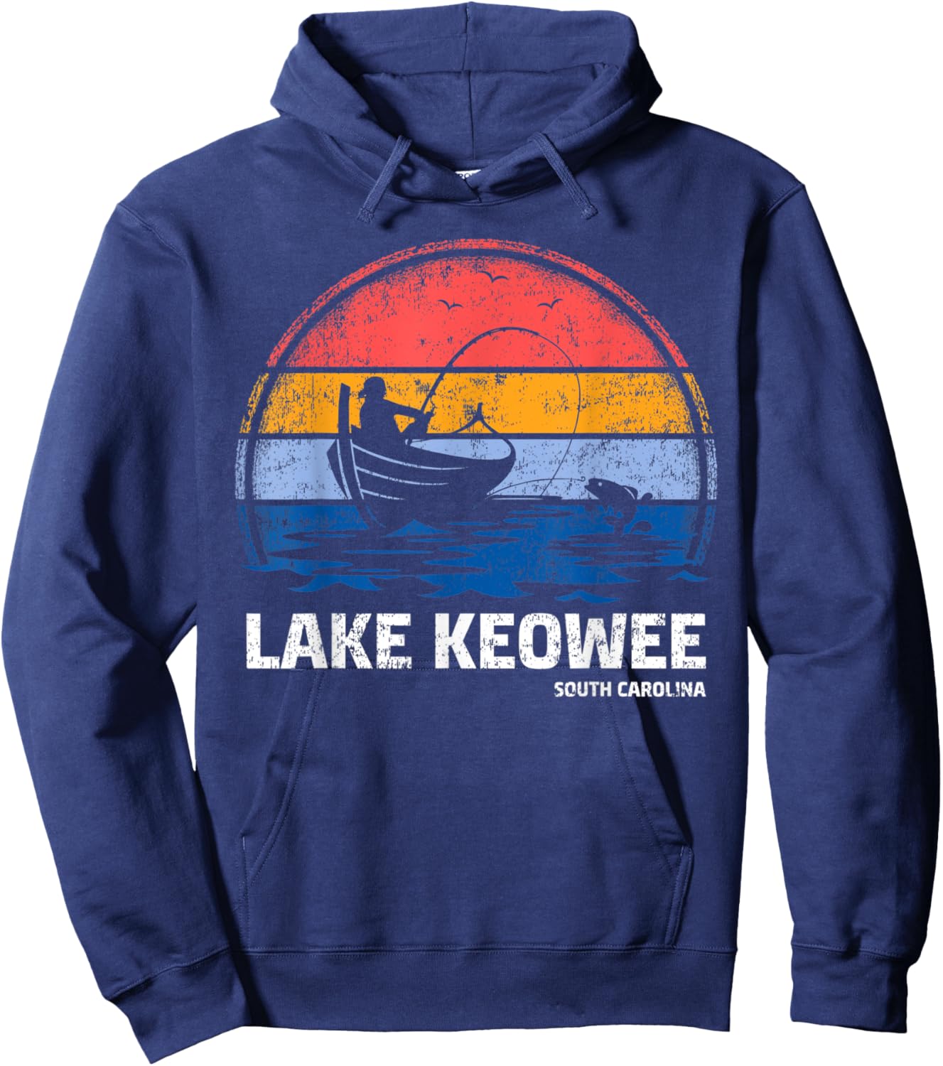 Vintage Retro South Carolina Keowee Lake Summer Fishing Men Women Kids Hoodie - Hoodie | Navy