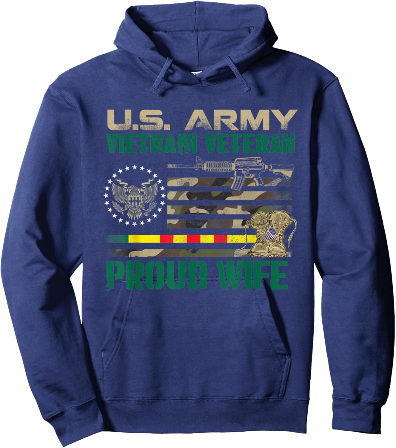 US Army Vietnam Veteran Proud Wife , Veterans Day Hoodie - Hoodie | Navy