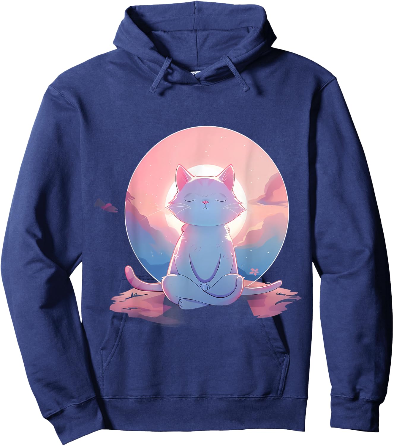 Meditation Cat Hindu Spiritual Zen Buddha Buddhist Yoga Women Kids Hoodie - Hoodie | Navy