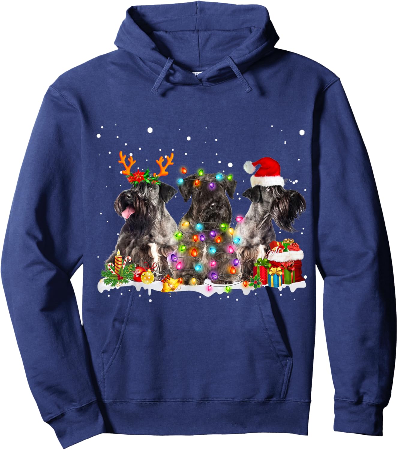 Santa Cesky Terrier Dog Gorgeous Reindeer Christmas Pajama Hoodie - Hoodie | Navy