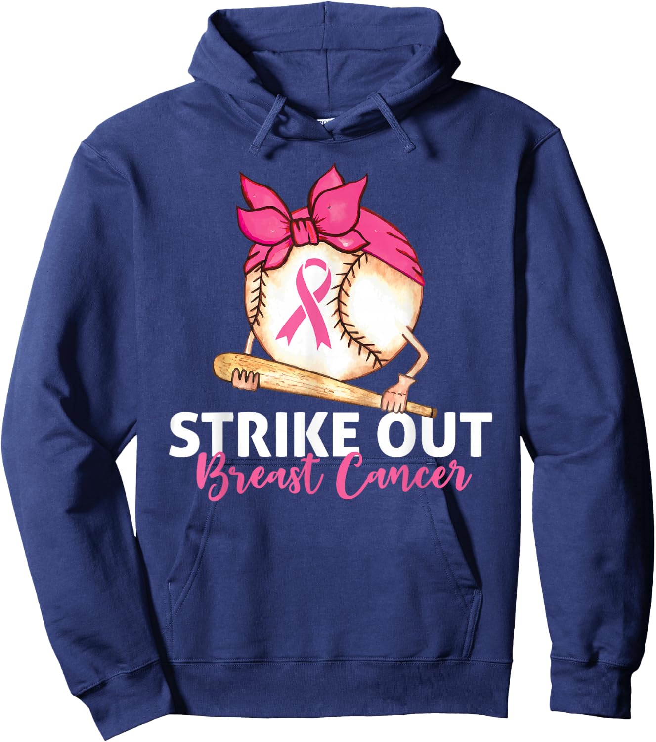 Strike Out Breast Cancer Awareness Baseball Softball Fighter Hoodie - Hoodie | Navy