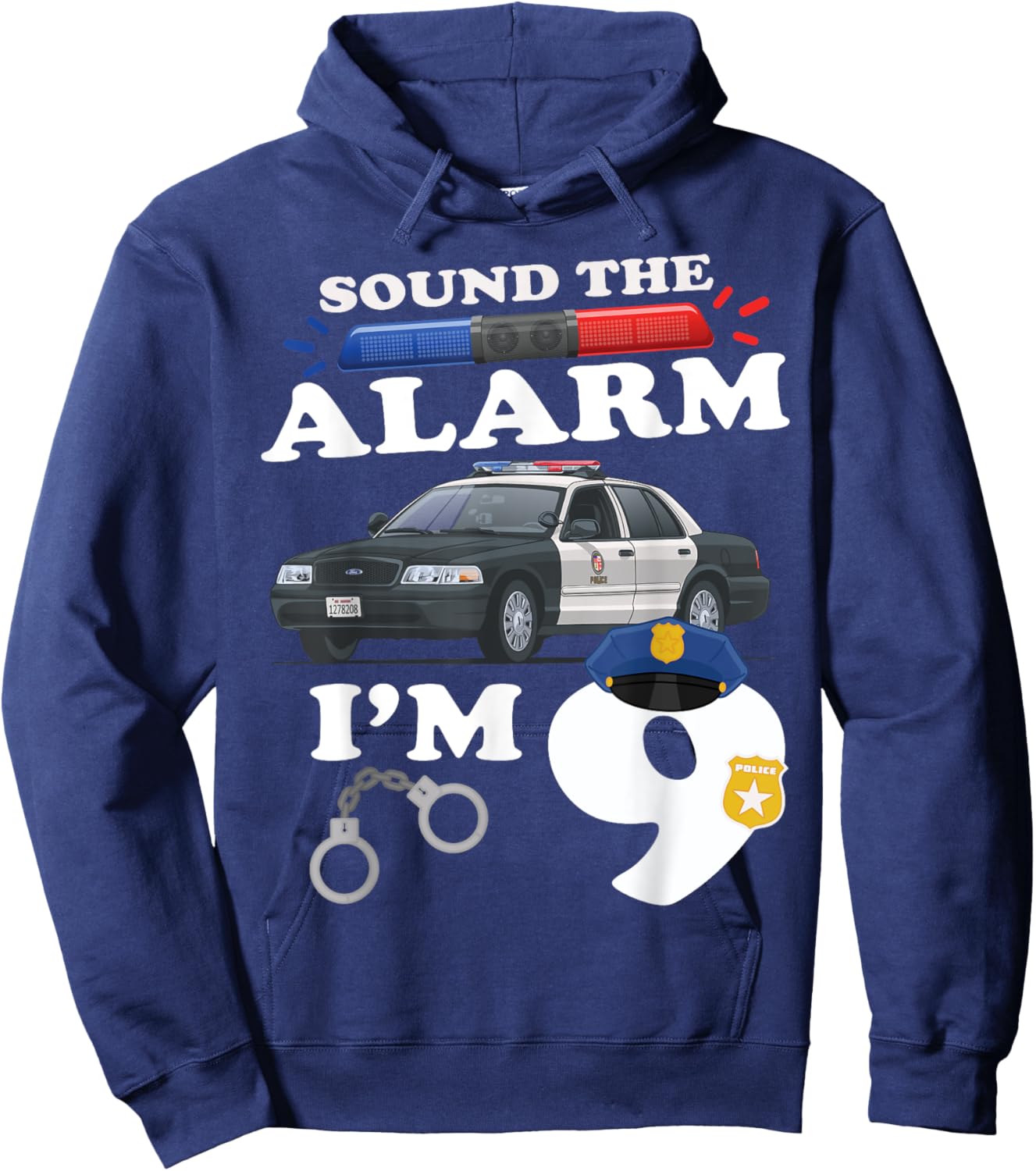 9 Year Old Cop Birthday Police Car 9th Birthday Police Theme Hoodie - Hoodie | Navy