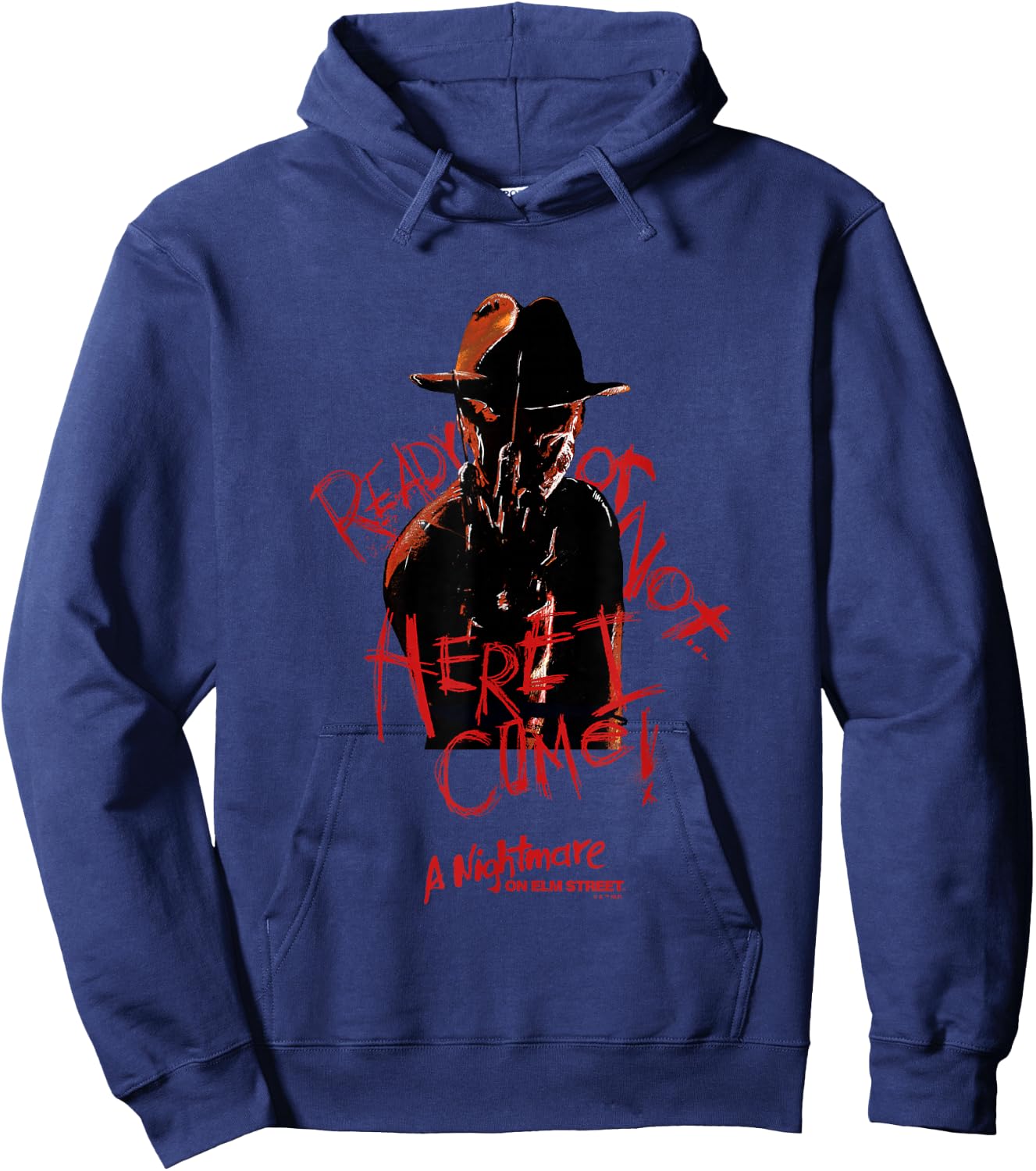 A Nightmare On Elm Street Halloween Ready Or Not Freddy Logo Hoodie - Hoodie | Navy