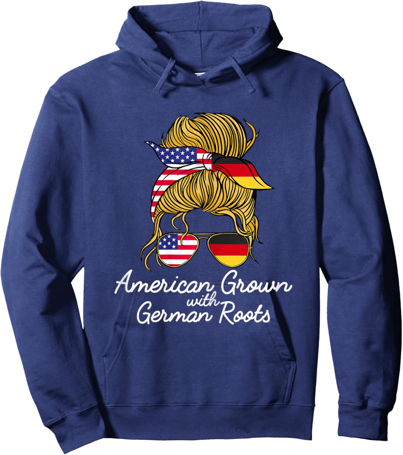 American Grown with German Roots Germany and USA Flag Hoodie - Hoodie | Navy