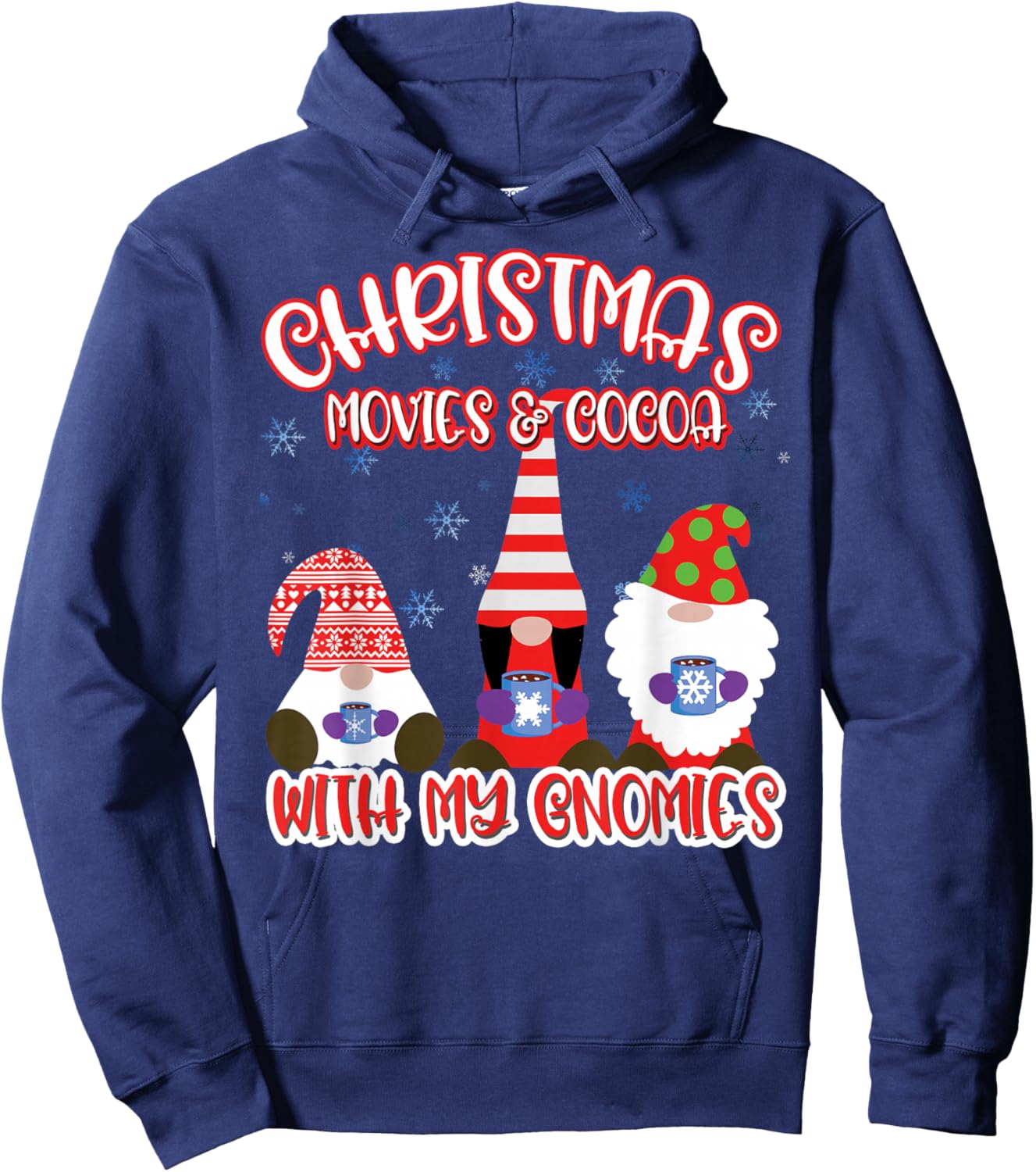 Christmas Gnome Cute & Funny Movies and Cocoa Hoodie - Hoodie | Navy