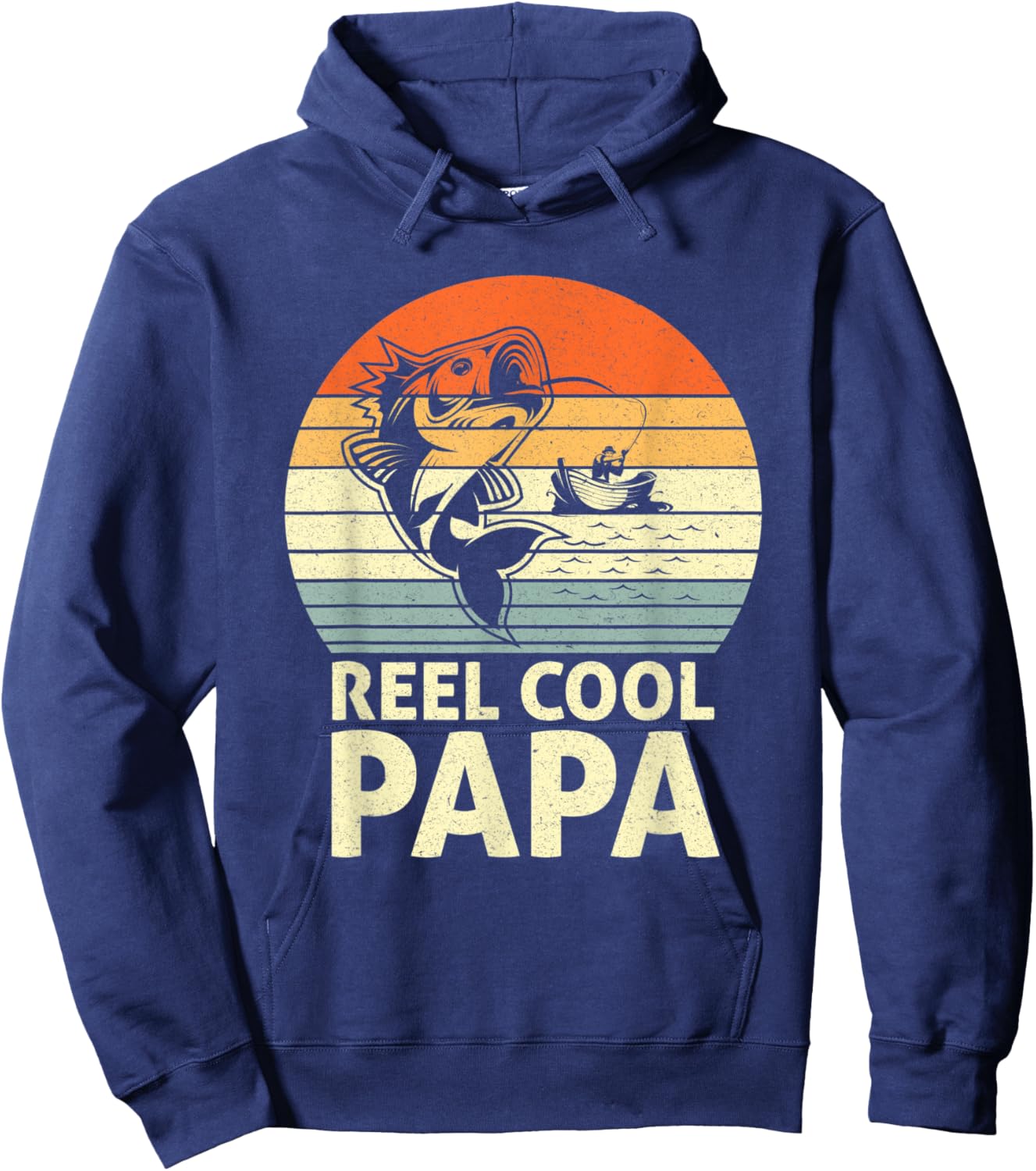 Reel Cool Papa Fishing Daddy Father's Day Papa Fisherman Hoodie - Hoodie | Navy