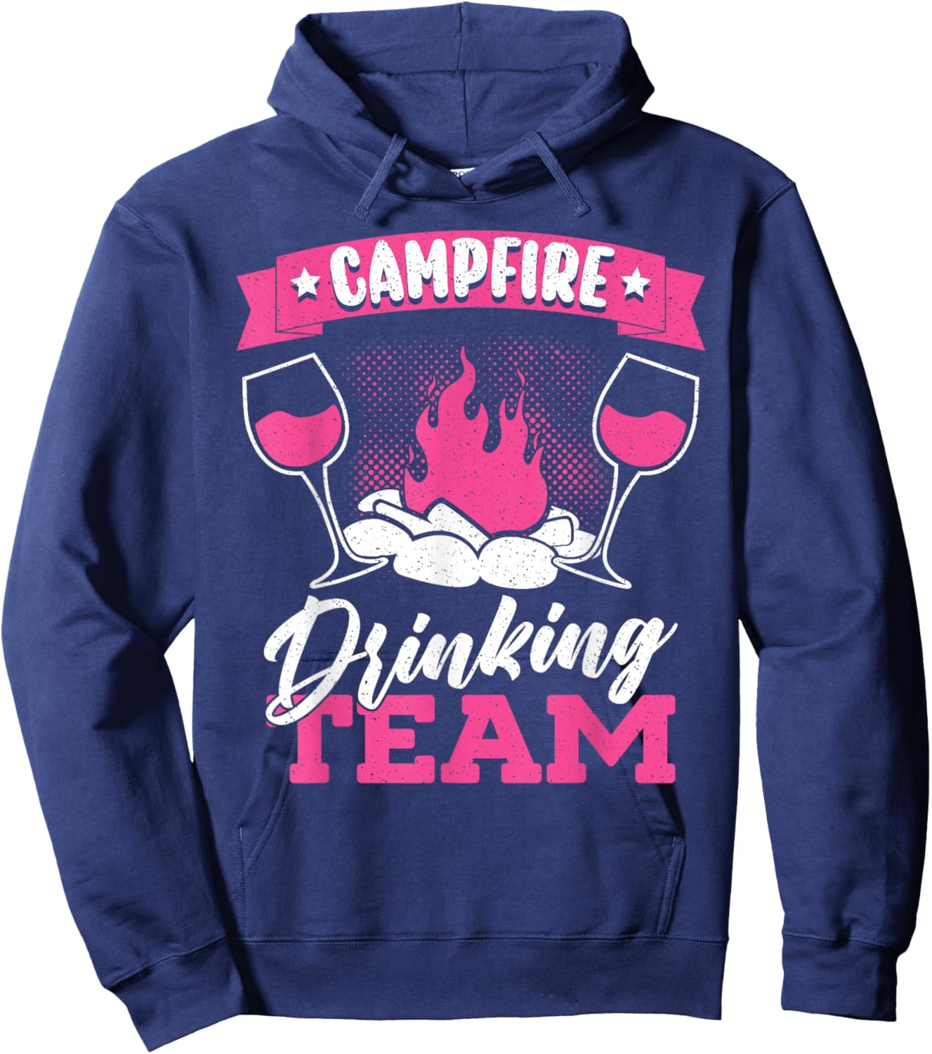 Camping Drunk Alcohol Wine Campfire Drinking Team Hoodie - Hoodie | Navy