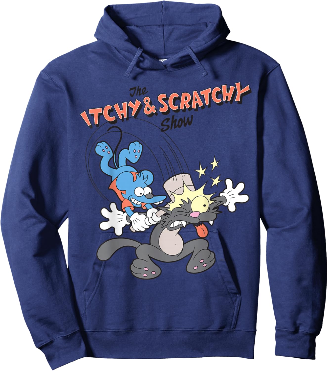 The Simpsons Itchy & Scratchy Hammer Classic Cartoon Mayhem Hoodie - Hoodie | Navy