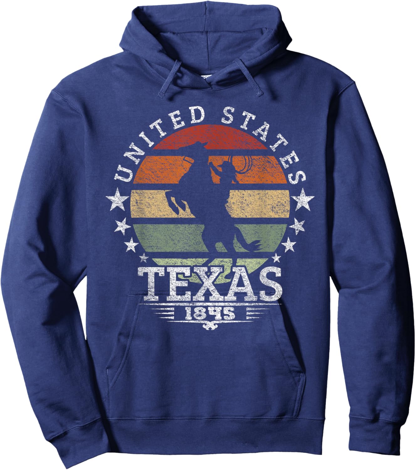 Texas 1845 Vintage horse silhouette Cowboy and Rodeo Fan Hoodie - Hoodie | Navy