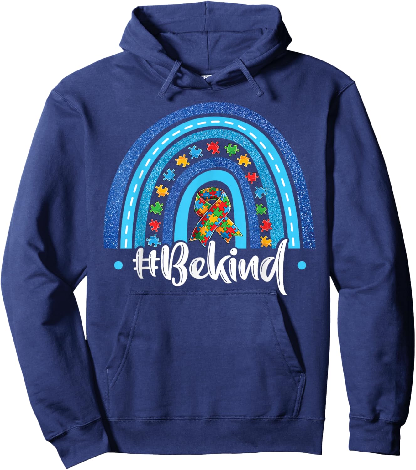 Be Kind Autism Awareness Acceptance Puzzle Rainbow Kindness Hoodie - Hoodie | Navy