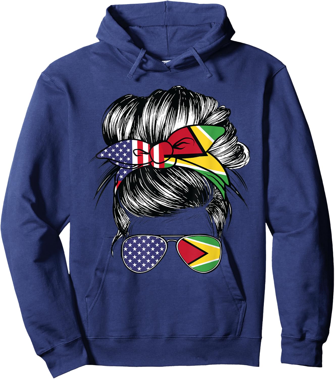 Guyana Flag American Women Girl USA Heritage Guyanese Hoodie - Hoodie | Navy
