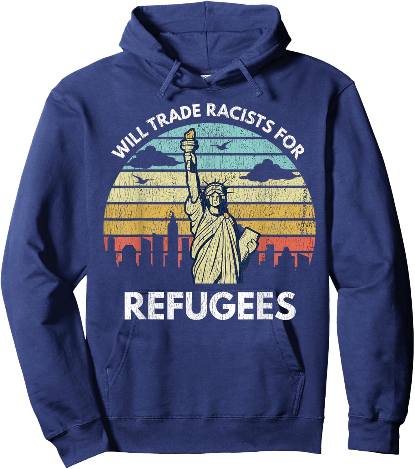 Will Trade Racists For Refugees Hoodie - Hoodie | Navy