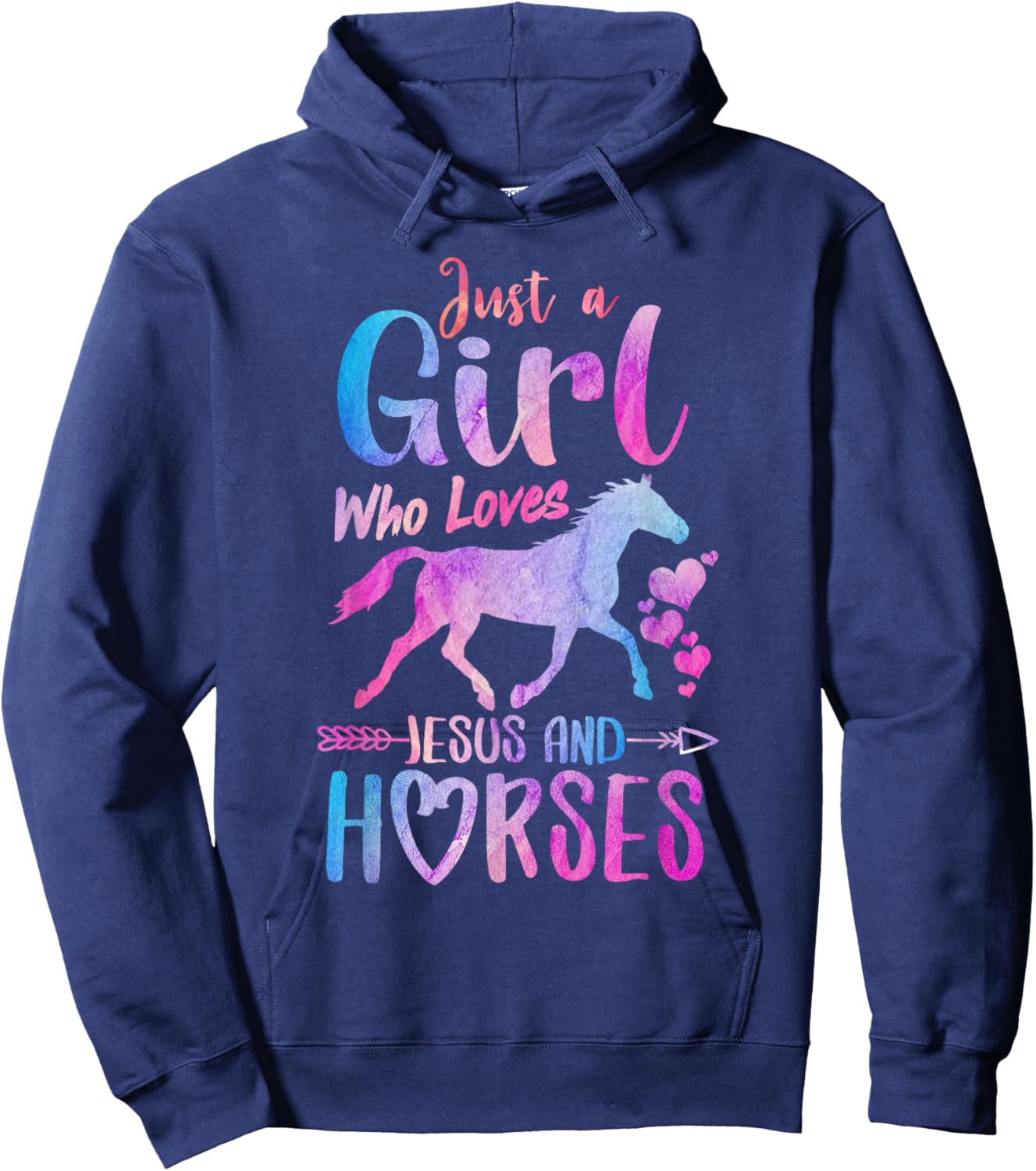 Just A Girl Who Loves Jesus Horses Riding Horse Girls Women Hoodie - Hoodie | Navy