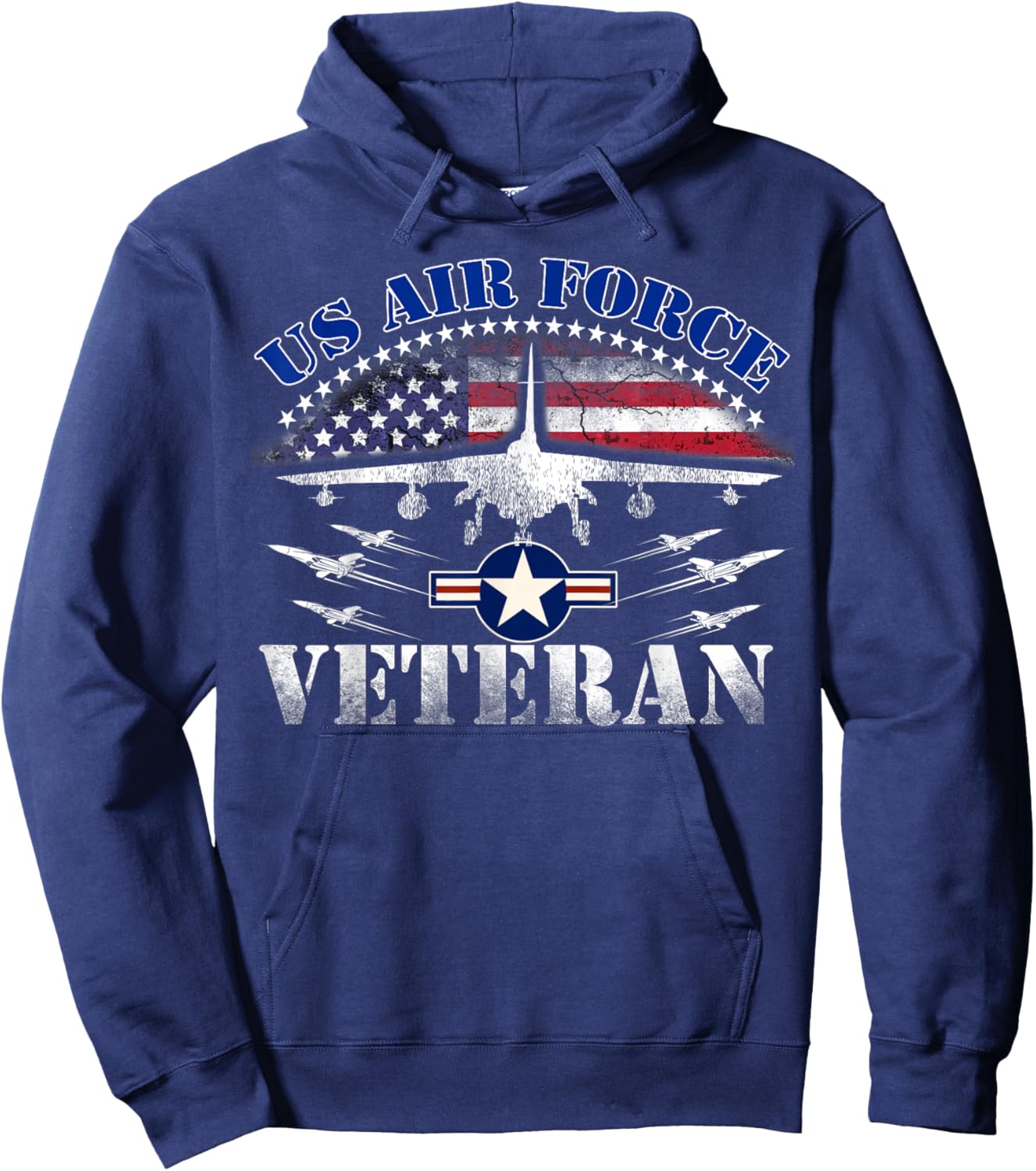 Vintage US Air Force Veteran US Flag USAF Veteran Hoodie - Hoodie | Navy