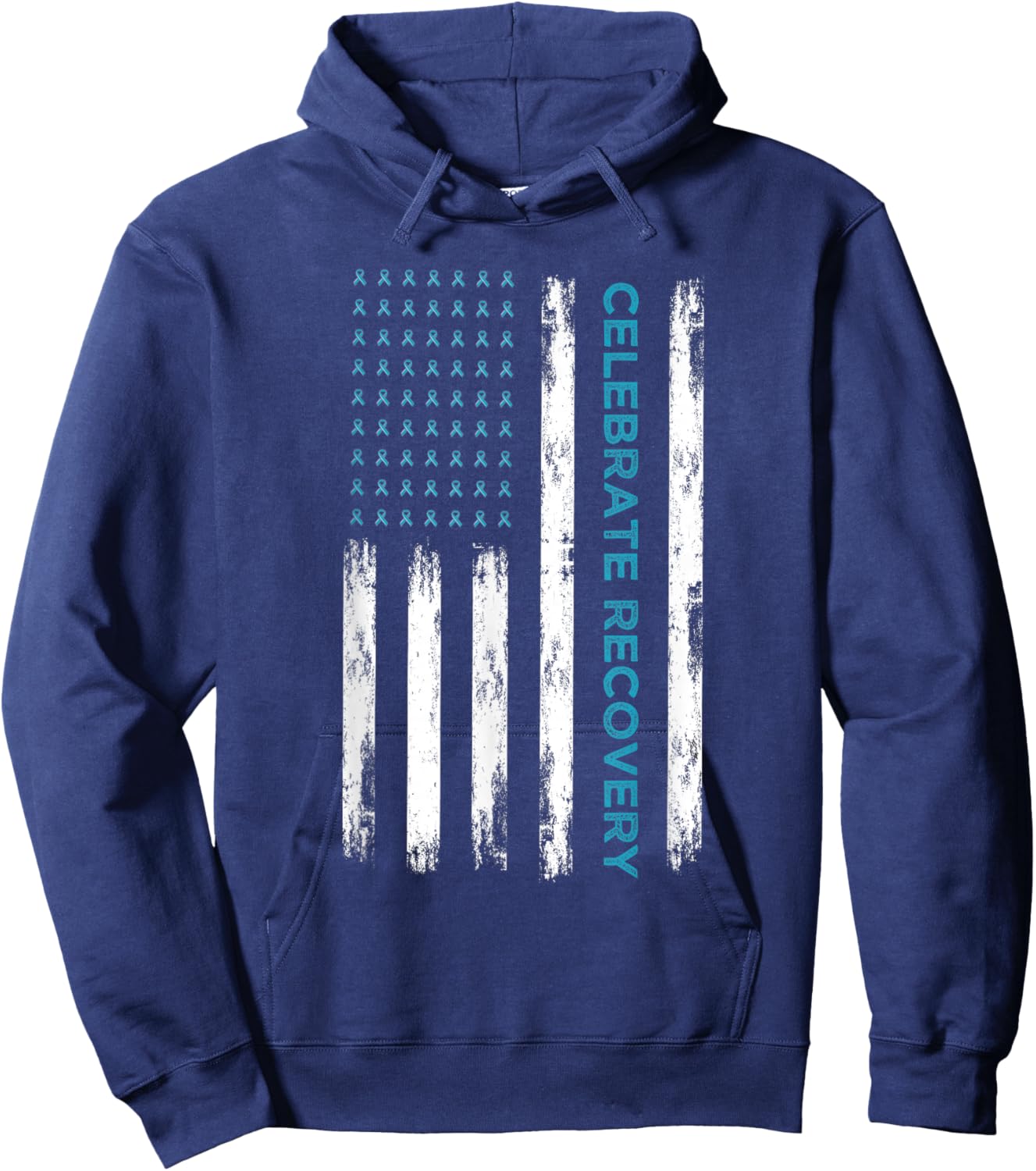 Drug Alcohol Addiction Recovery Celebrate Recovery USA Flag Hoodie - Hoodie | Navy