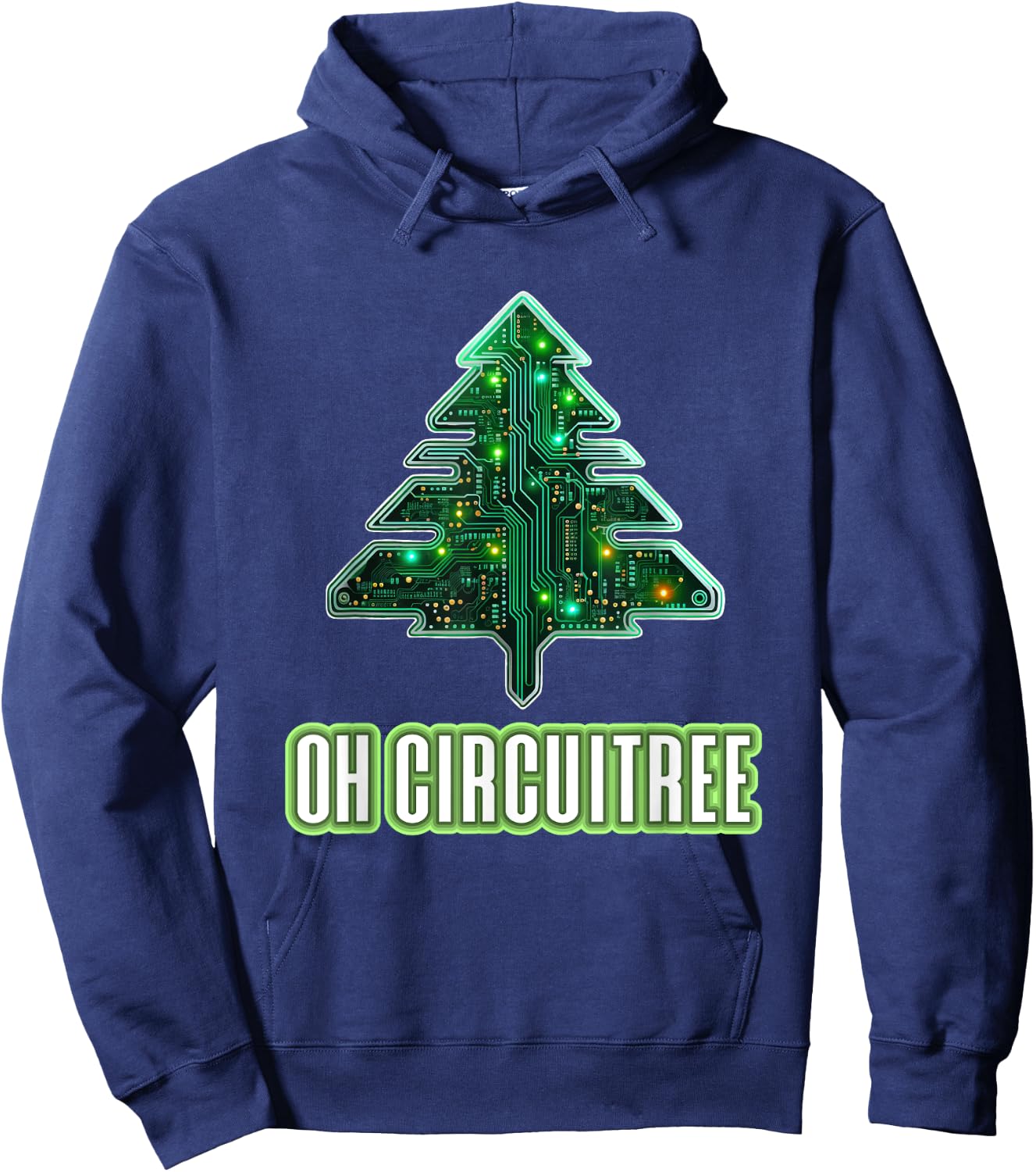 Oh Circuitree Christmas Electronics Circuit Board Hoodie - Hoodie | Navy