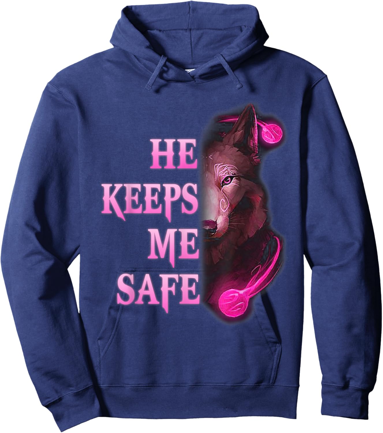 He Keeps me safe - She keeps me wild Couple Wolves Hoodie - Hoodie | Navy