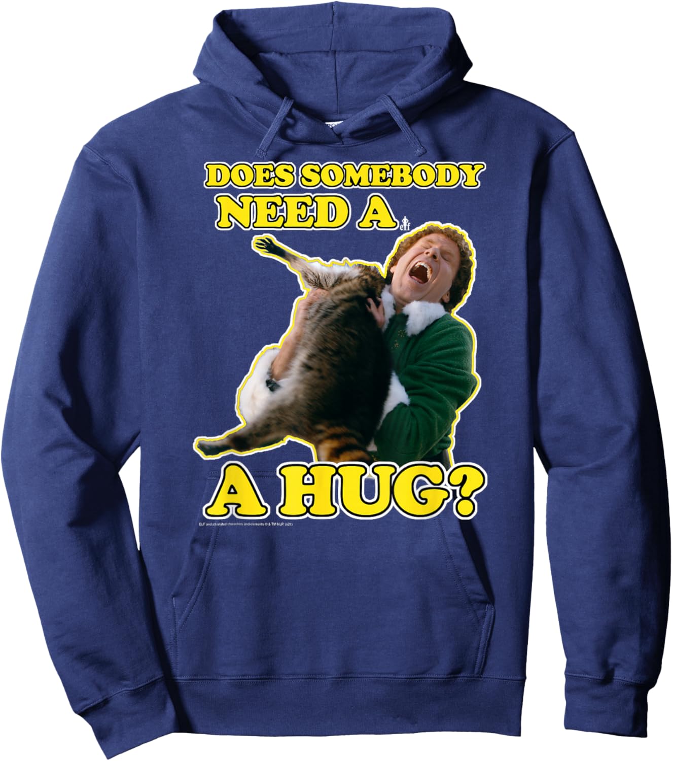 Elf Need a Hug Raccoon Attack Funny Christmas Hoodie - Hoodie | Navy