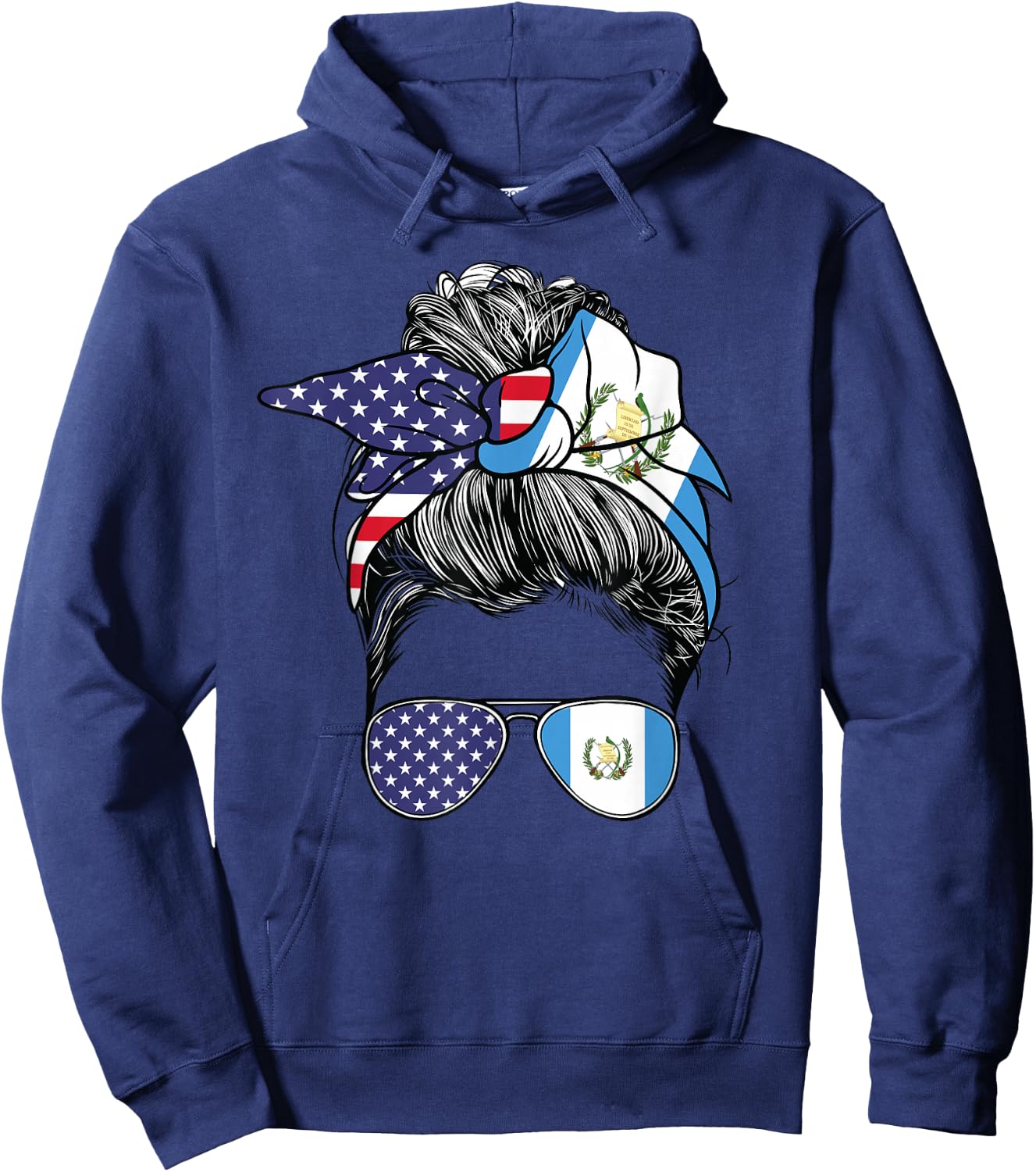 Guatemalan Women Girl USA Heritage American Guatemala Flag Hoodie - Hoodie | Navy