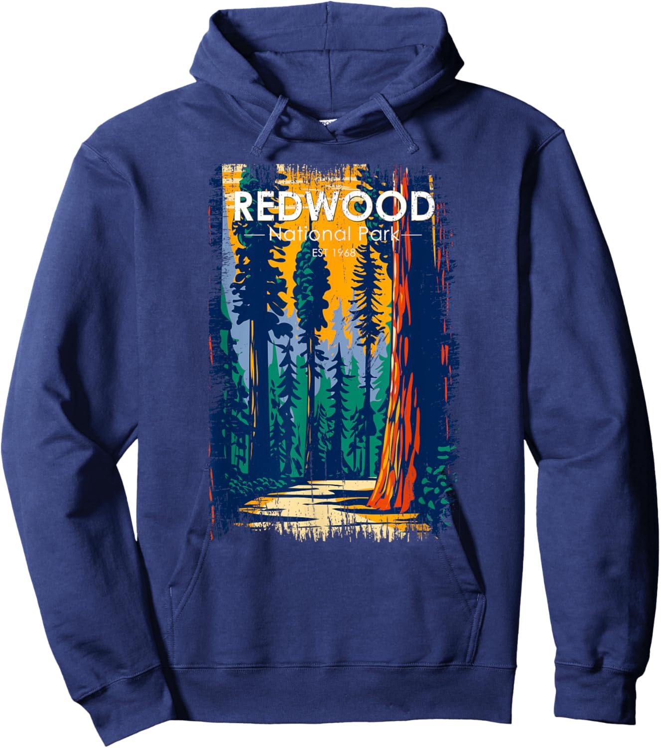 Redwood National Park Vintage Distressed Hoodie - Hoodie | Navy