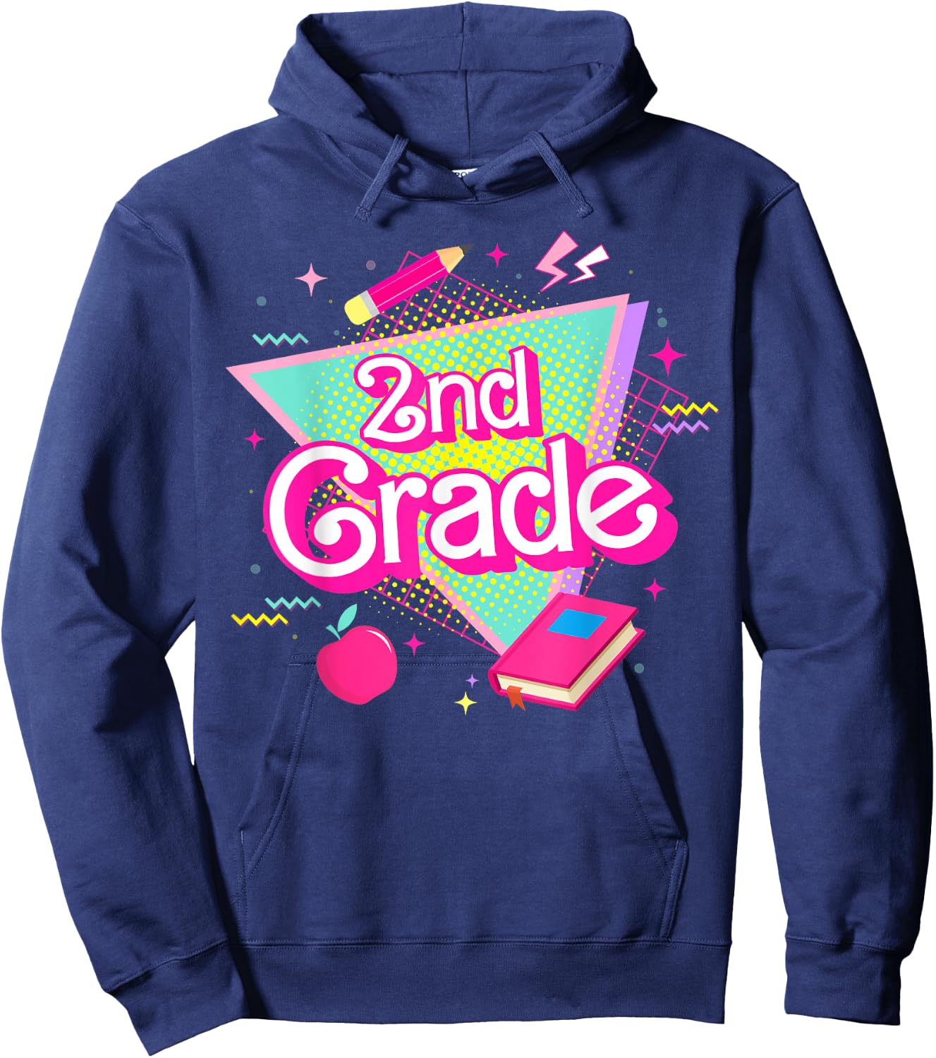 Cute Second 2nd Grade Pink Retro Vintage for Teacher Kids Hoodie - Hoodie | Navy