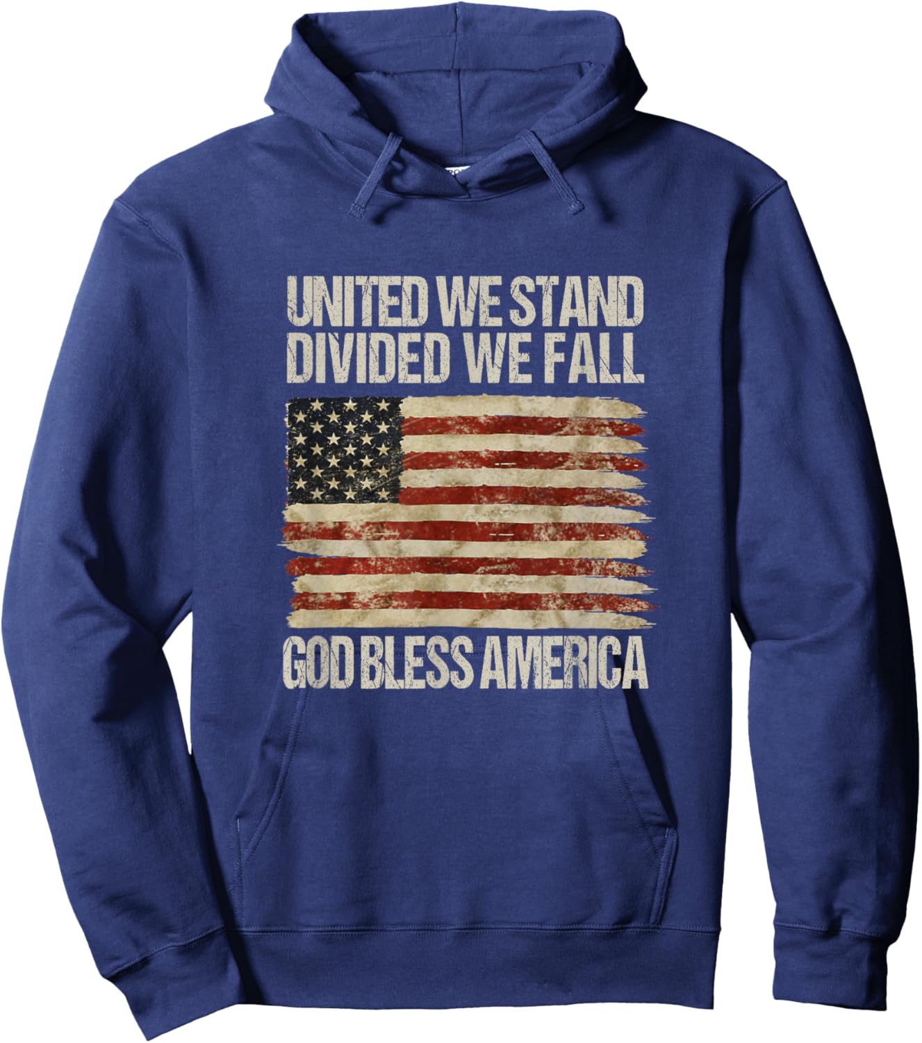 United We Stand Divided We Fall God Bless America Hoodie - Hoodie | Navy