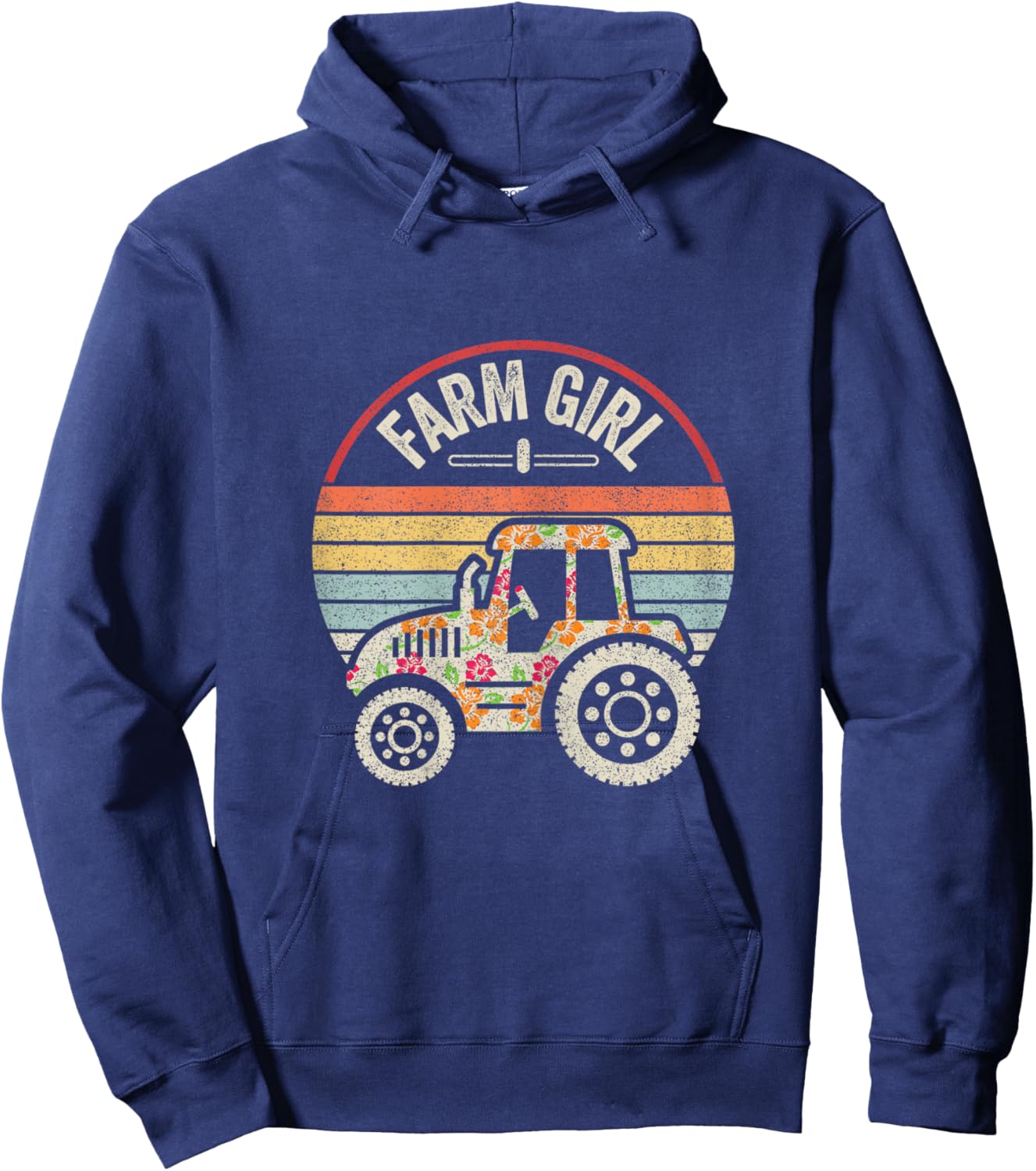 Retro Farm Girl Loves Tractors Loves Life On The Farm Hoodie - Hoodie | Navy