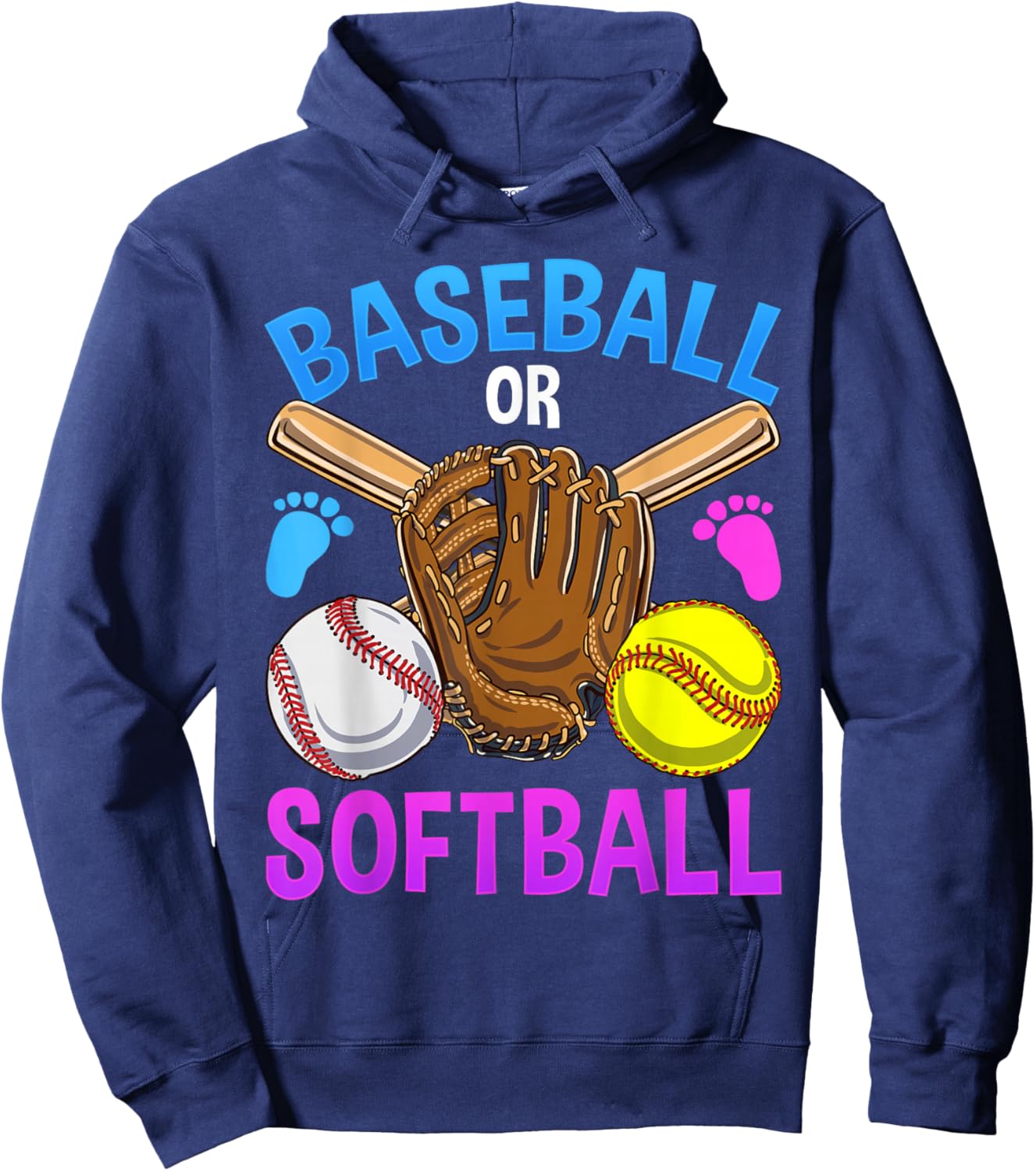 Baseball or Softball Gender Reveal Party Hoodie - Hoodie | Navy