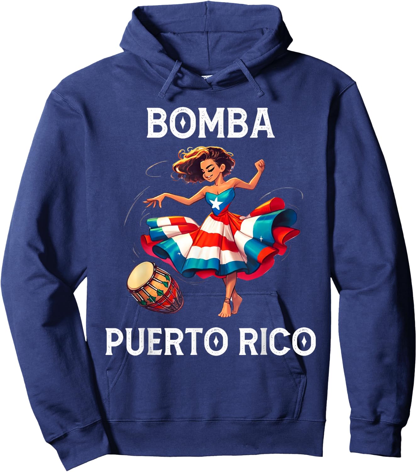 Puerto Rico Flag Hispanic Heritage Month Women Bomba Dancer Hoodie - Hoodie | Navy