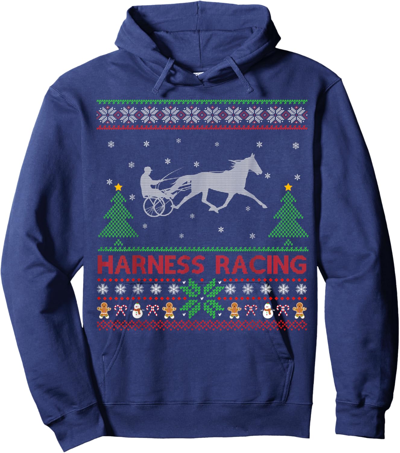 Harness Racing Sports Lover Ugly Harness Racing Christmas Hoodie - Hoodie | Navy