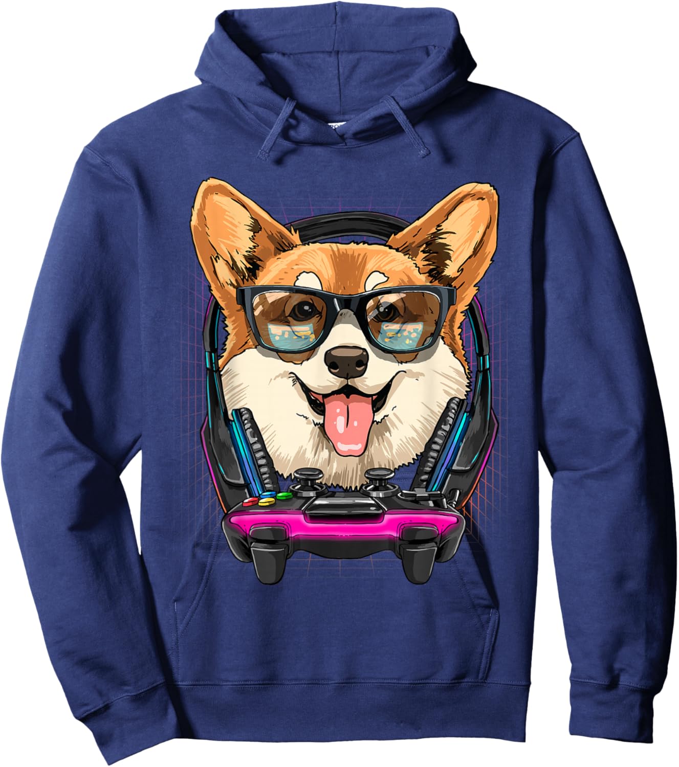 Gaming Corgi Video Gamer Player Dog Lover Hoodie - Hoodie | Navy