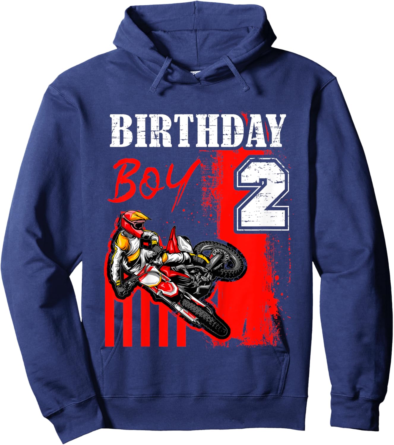 Kids Birthday Boy 2 Years Old Motorcycle Freestyle Motocross Hoodie - Hoodie | Navy