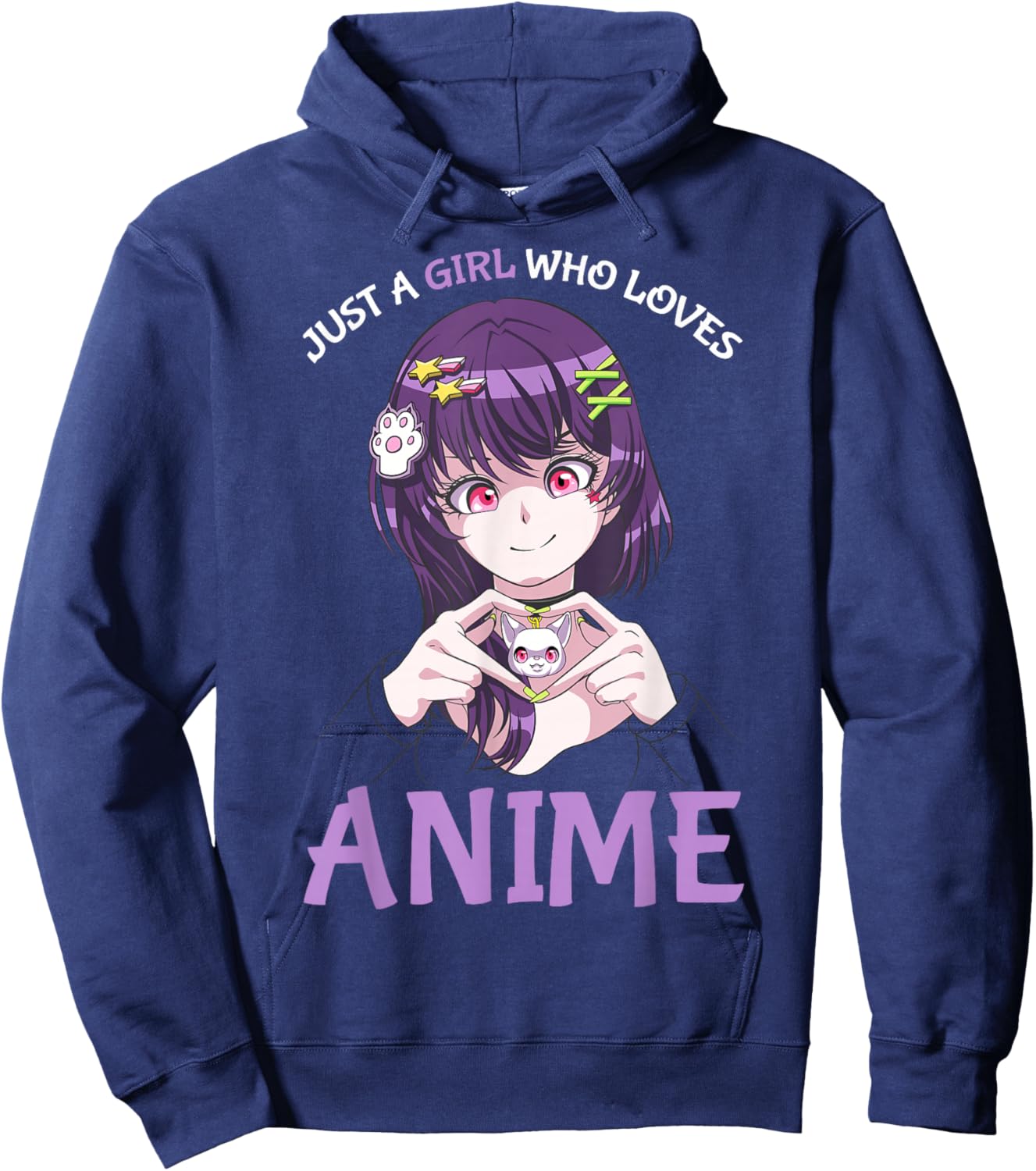 Just A Girl Who Loves Anime Teenage Girls Merch Stuff Hoodie - Hoodie | Navy