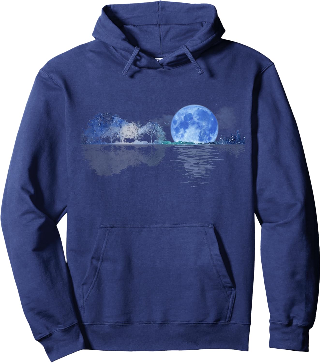 Acoustic Guitar Lake Shadow Nature Guitar Player Guitarist Hoodie - Hoodie | Navy