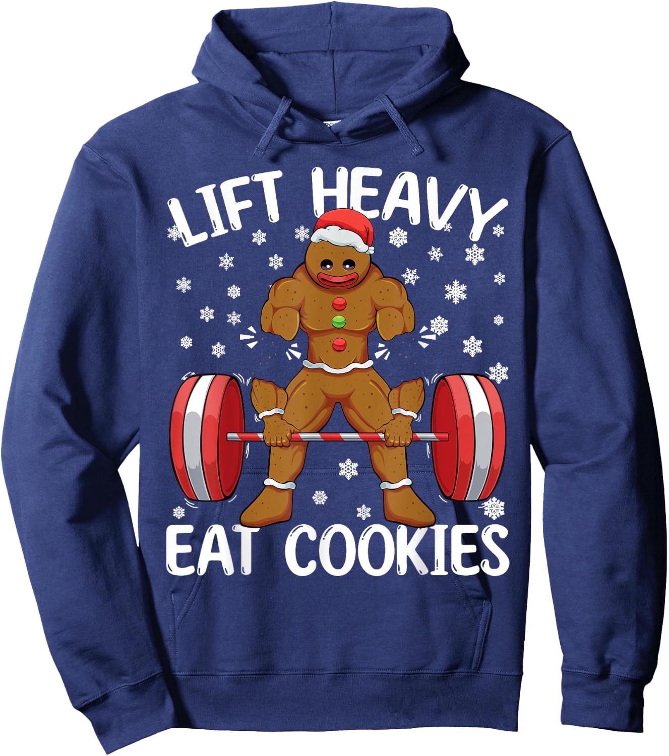 Lift Heavy Eat Cookies Gingerbread Man Workout Christmas Hoodie - Hoodie | Navy