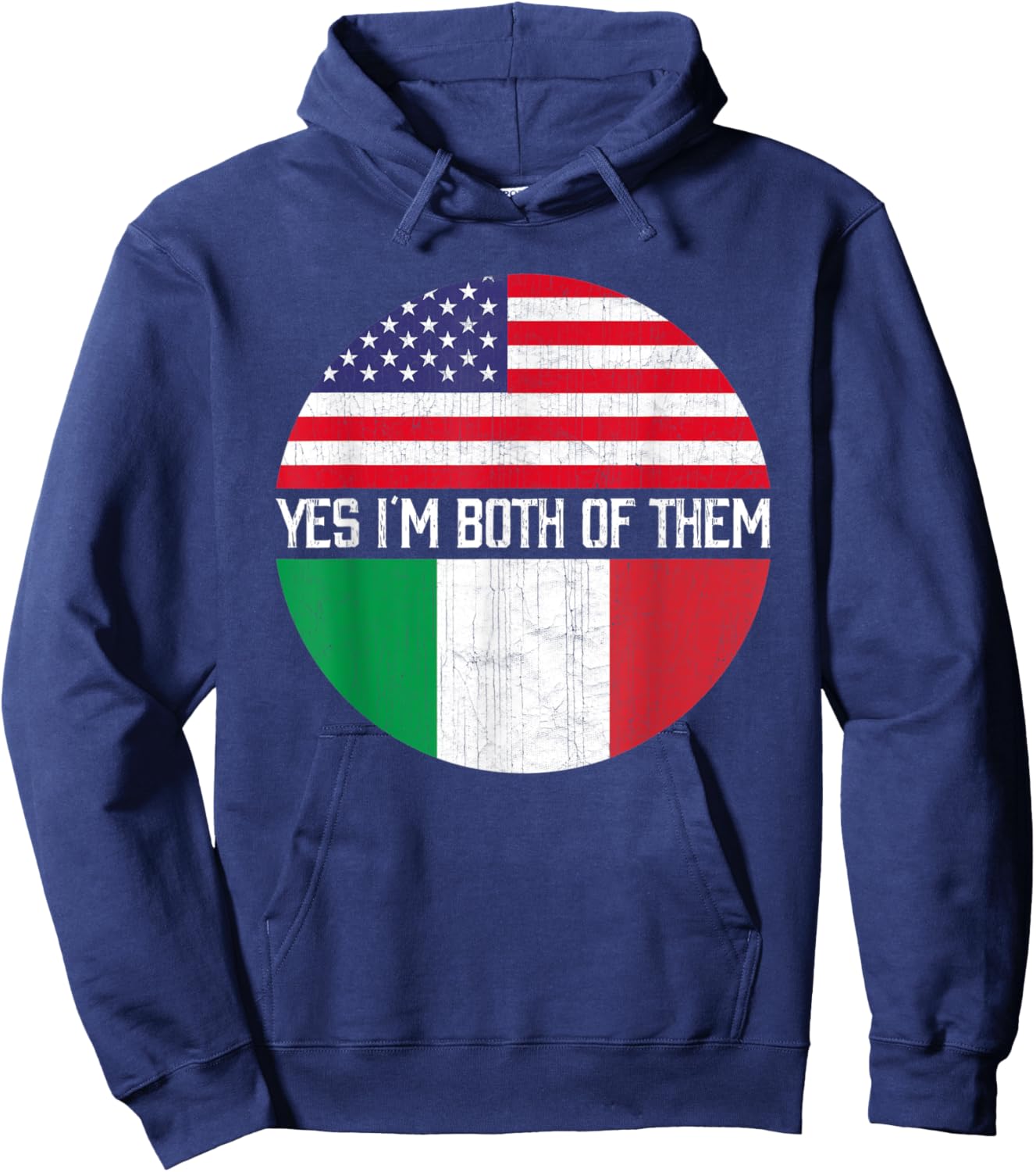 Half American Half Italian USA Flag Family Heritage Kids Men Hoodie - Hoodie | Navy