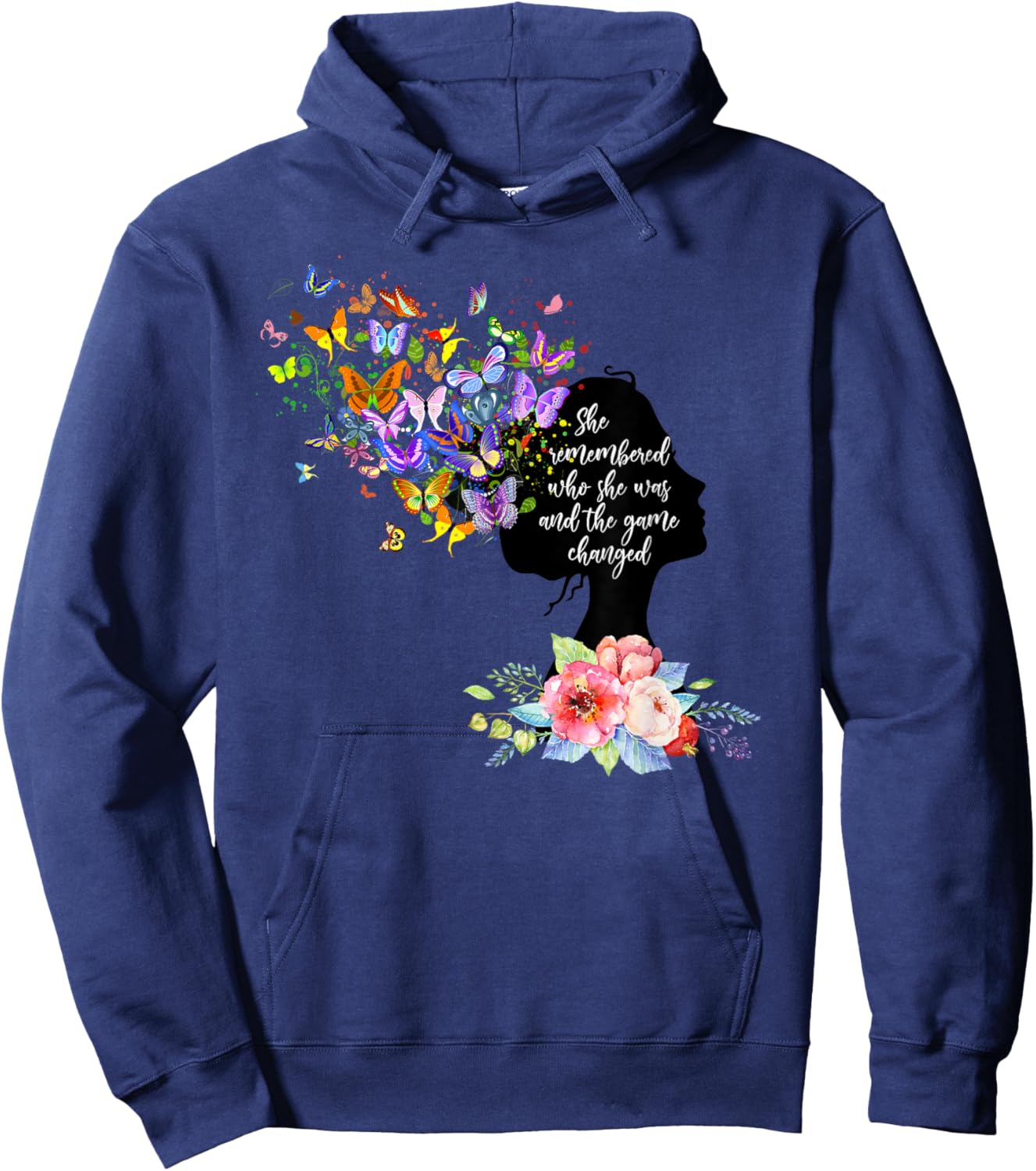 Motivational Encouragement Gifts Floral Butterfly Hoodie - Hoodie | Navy