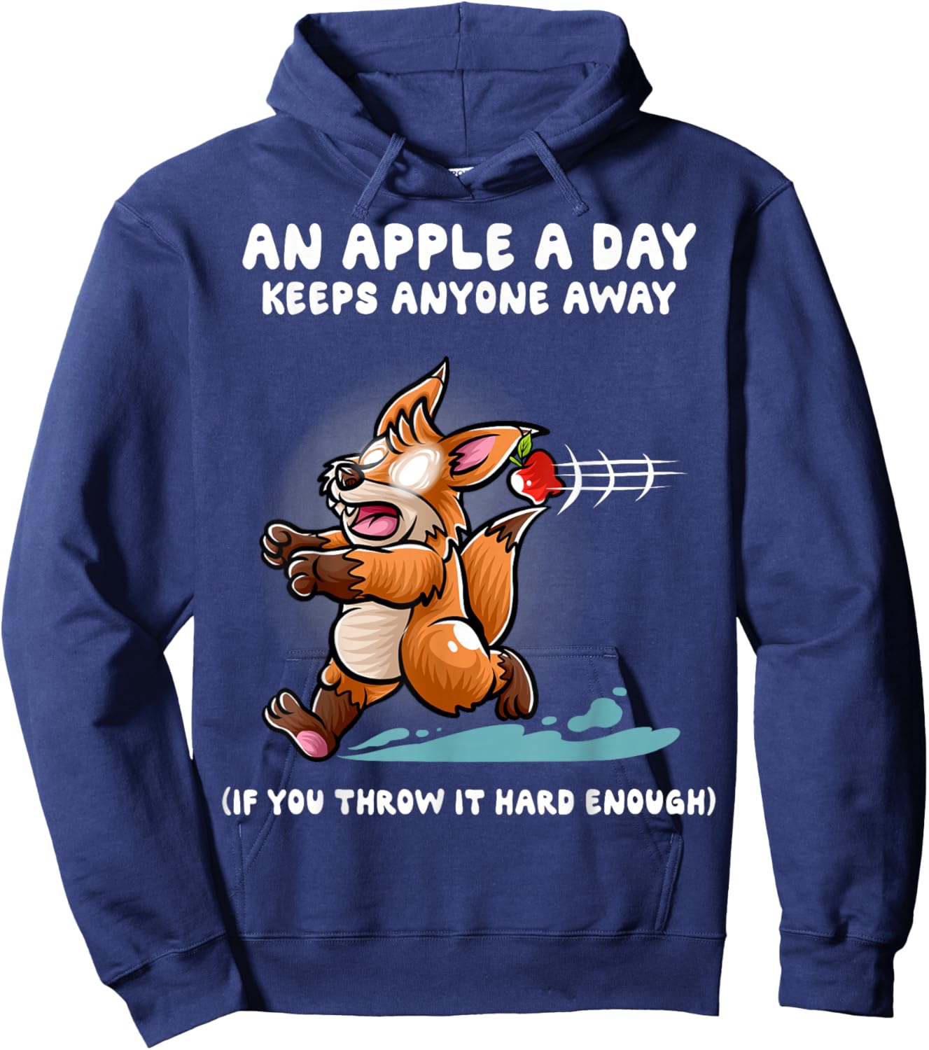An Apple A Day Keeps Anyone Away Nerd Fox Funny Foxes Hoodie - Hoodie | Navy